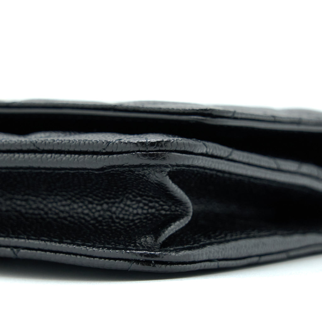 Chanel Letter Top Handle Wallet On Chain Caviar Black