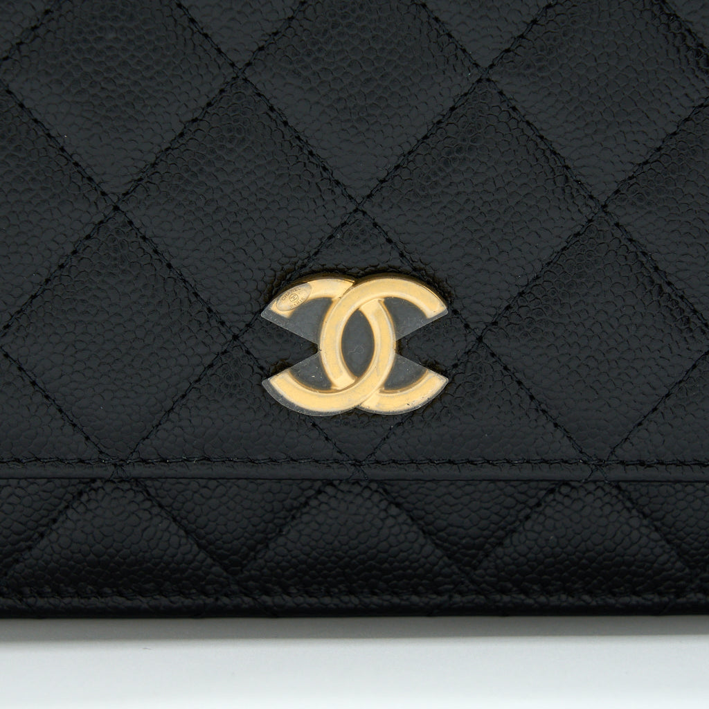 Chanel Letter Top Handle Wallet On Chain Caviar Black