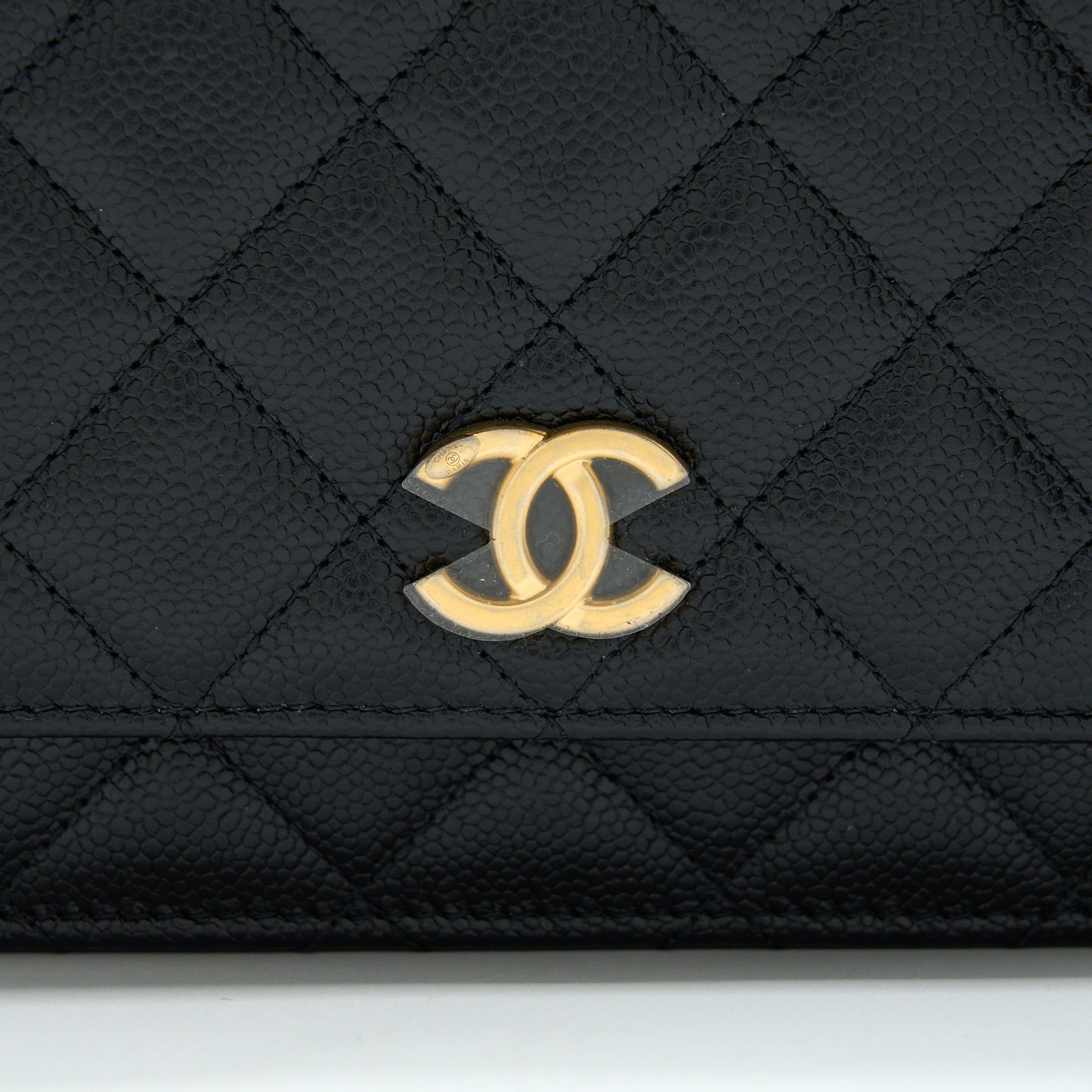 Chanel Letter Top Handle Wallet On Chain Caviar Black