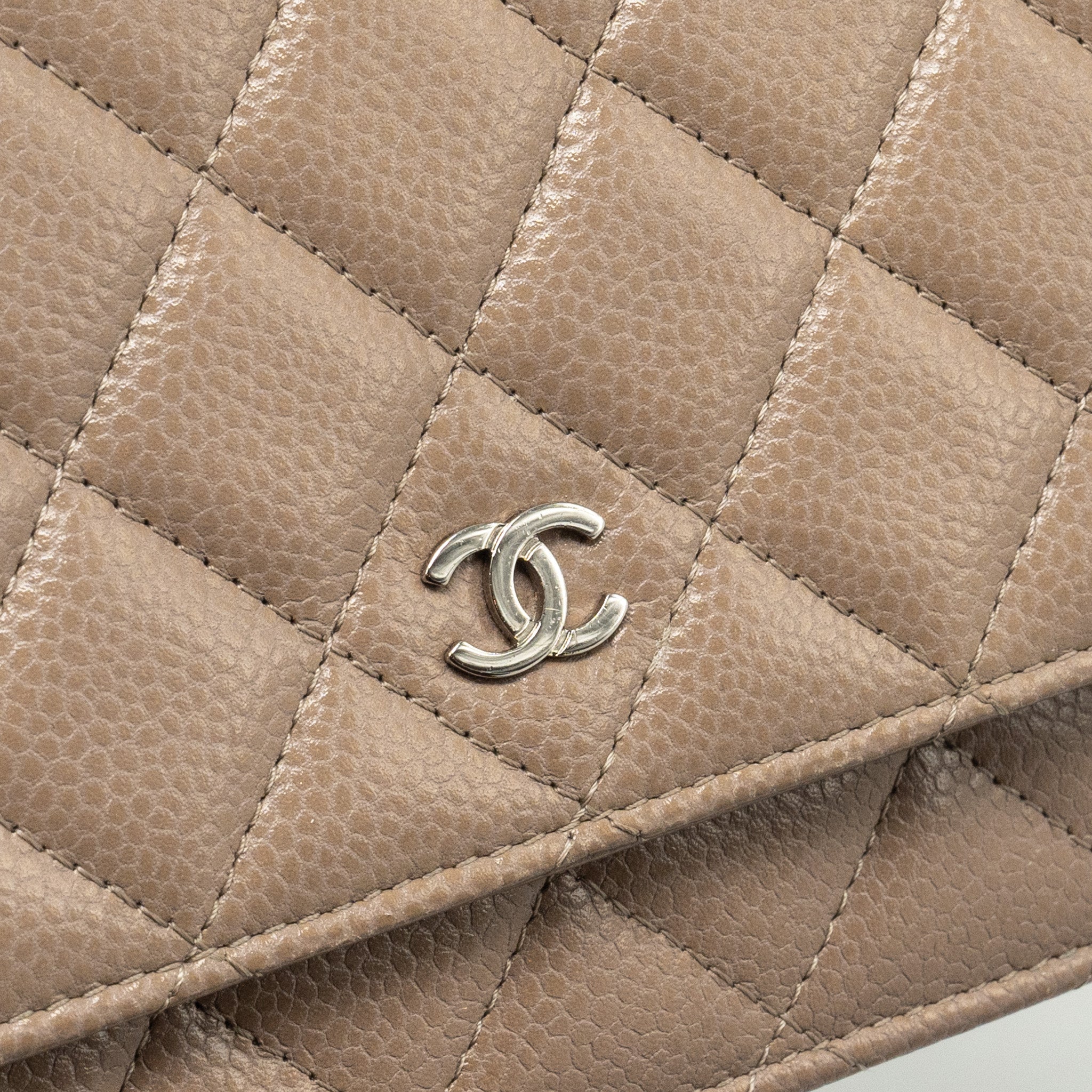 Chanel Classic Wallet on Chain caviar dark beige