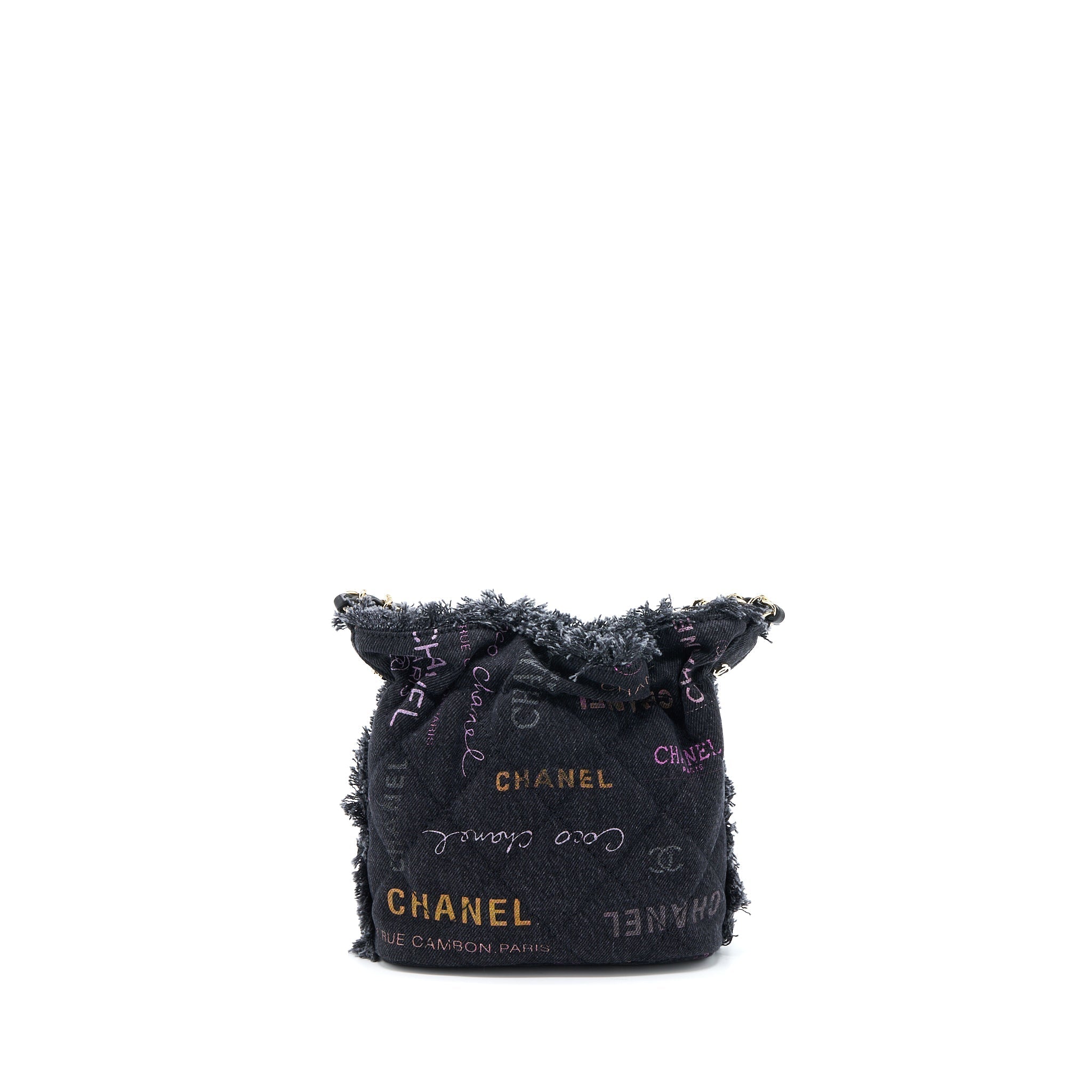Chanel 22P Small Black Denim Bucket Bag  (Microchip)
