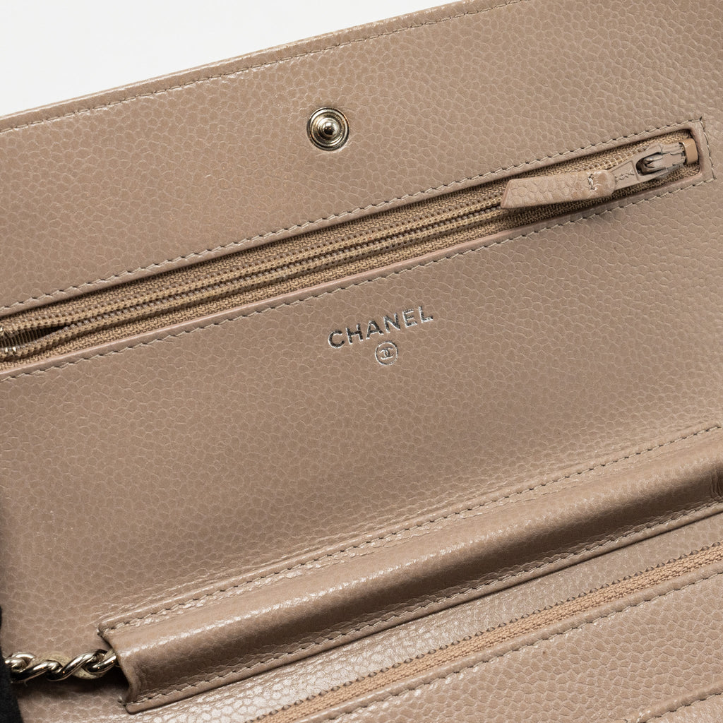 Chanel Classic Wallet on Chain caviar dark beige