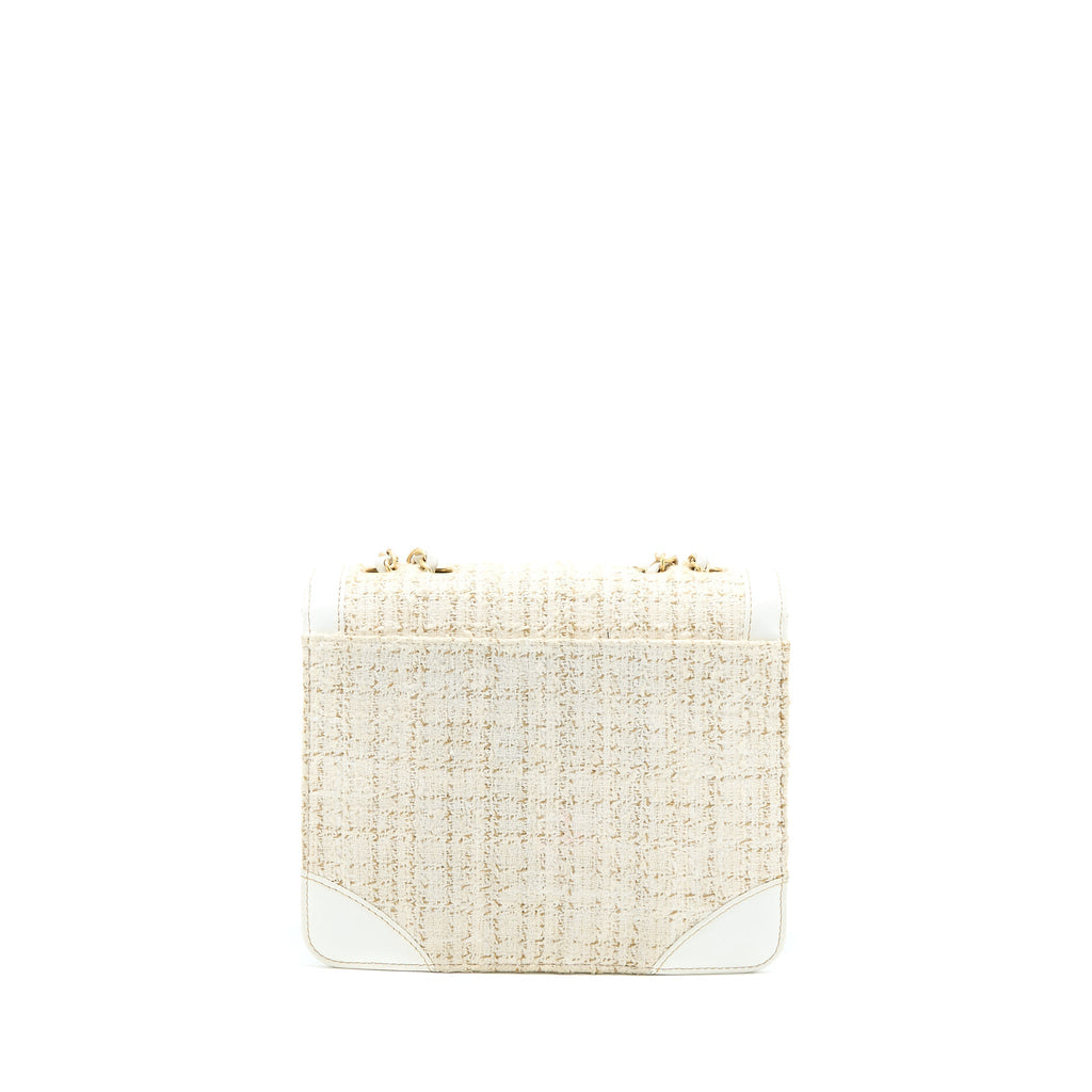 Chanel Vintage Flap Bag Tweed / Leather White
