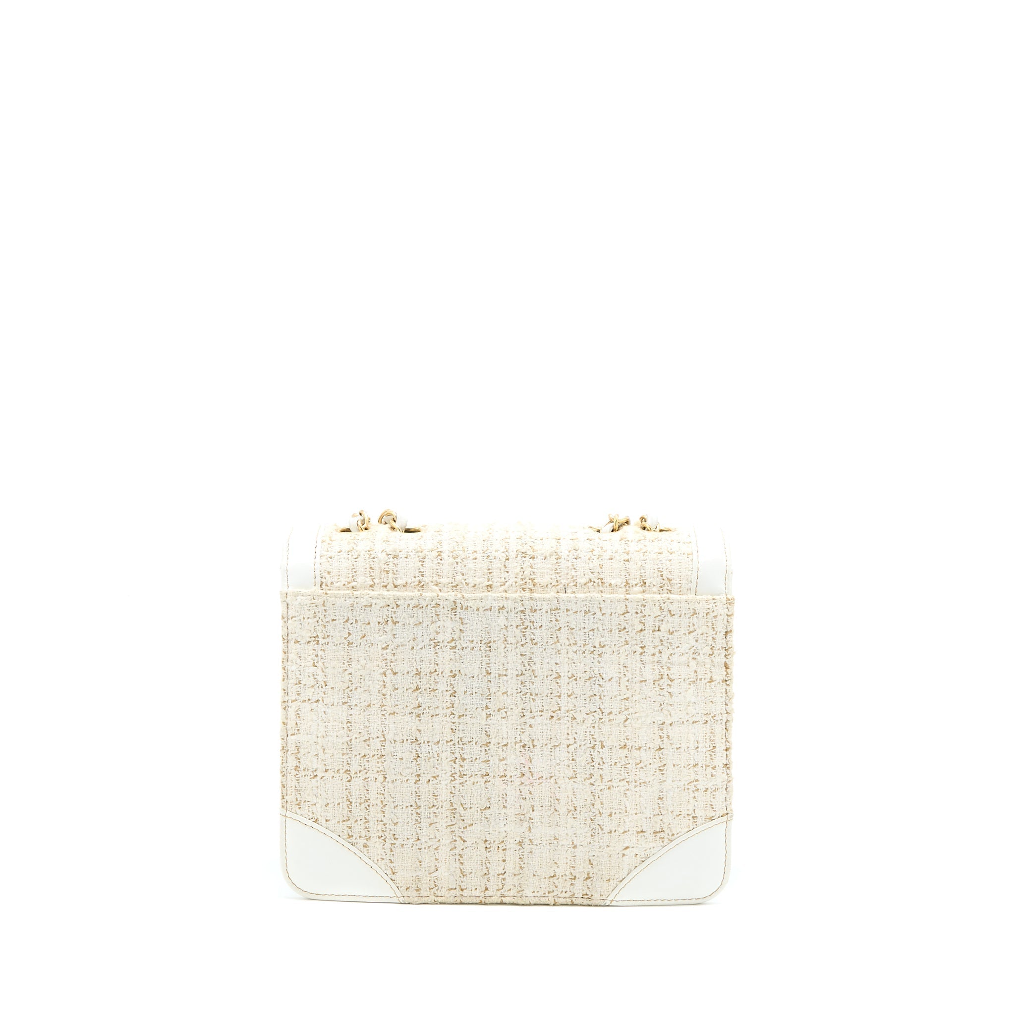 Chanel Vintage Flap Bag Tweed / Leather White