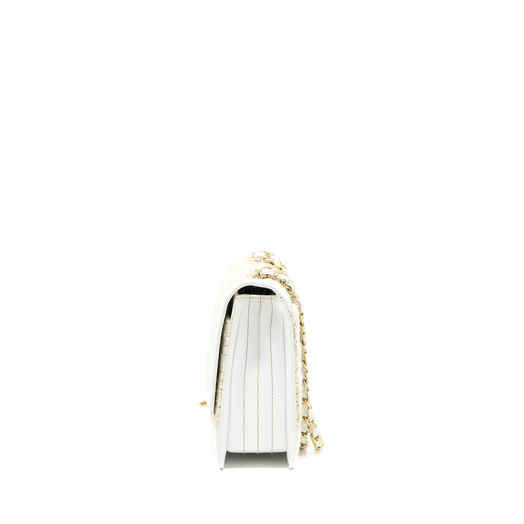 Chanel Vintage Flap Bag Tweed / Leather White