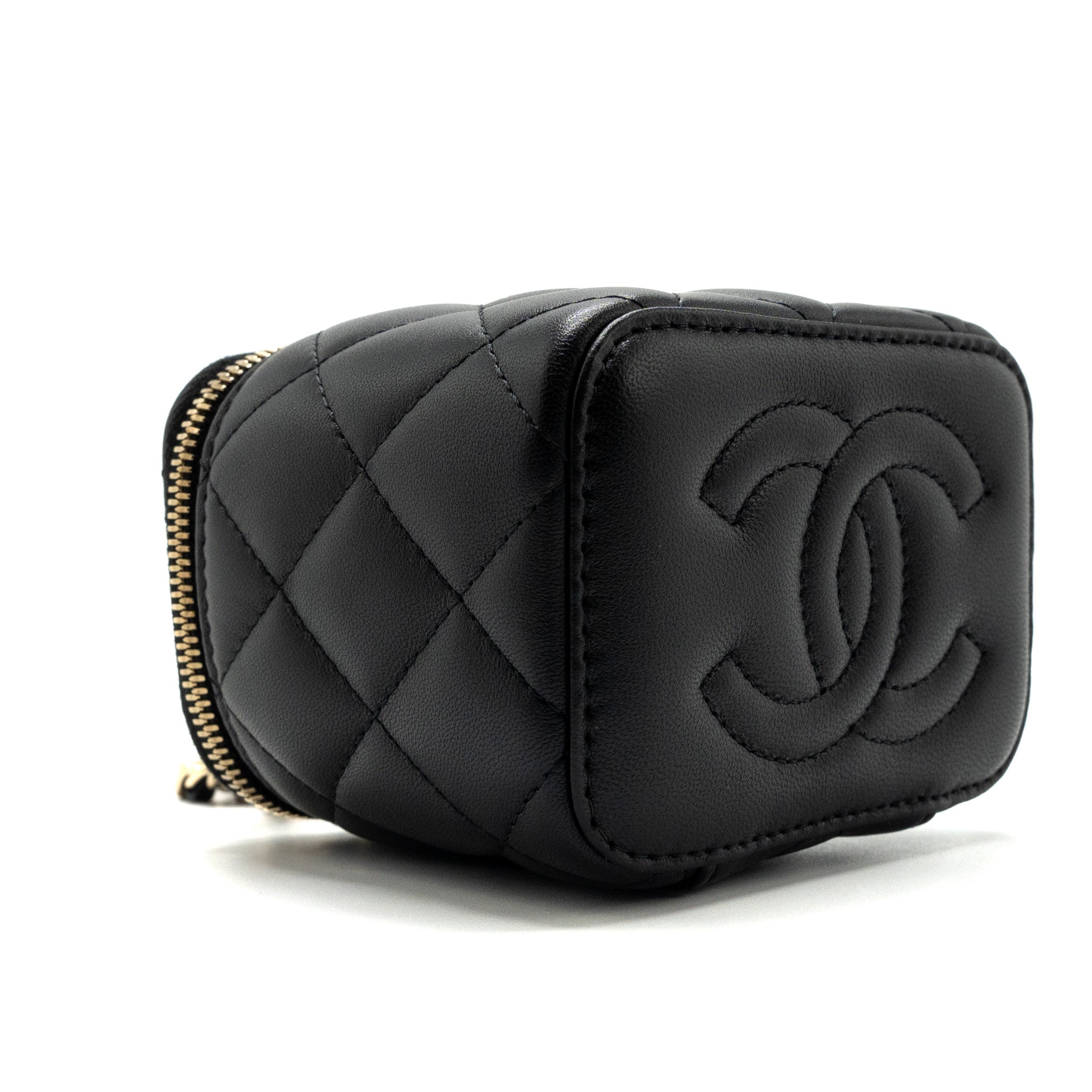 Chanel Pearl Crush Mini Vanity Case Lambskin Black L(microchip)