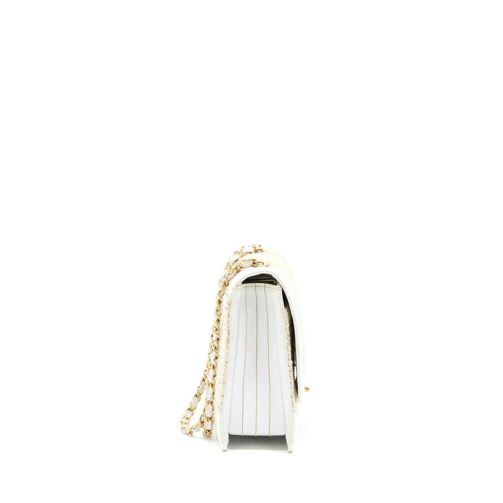 Chanel Vintage Flap Bag Tweed / Leather White