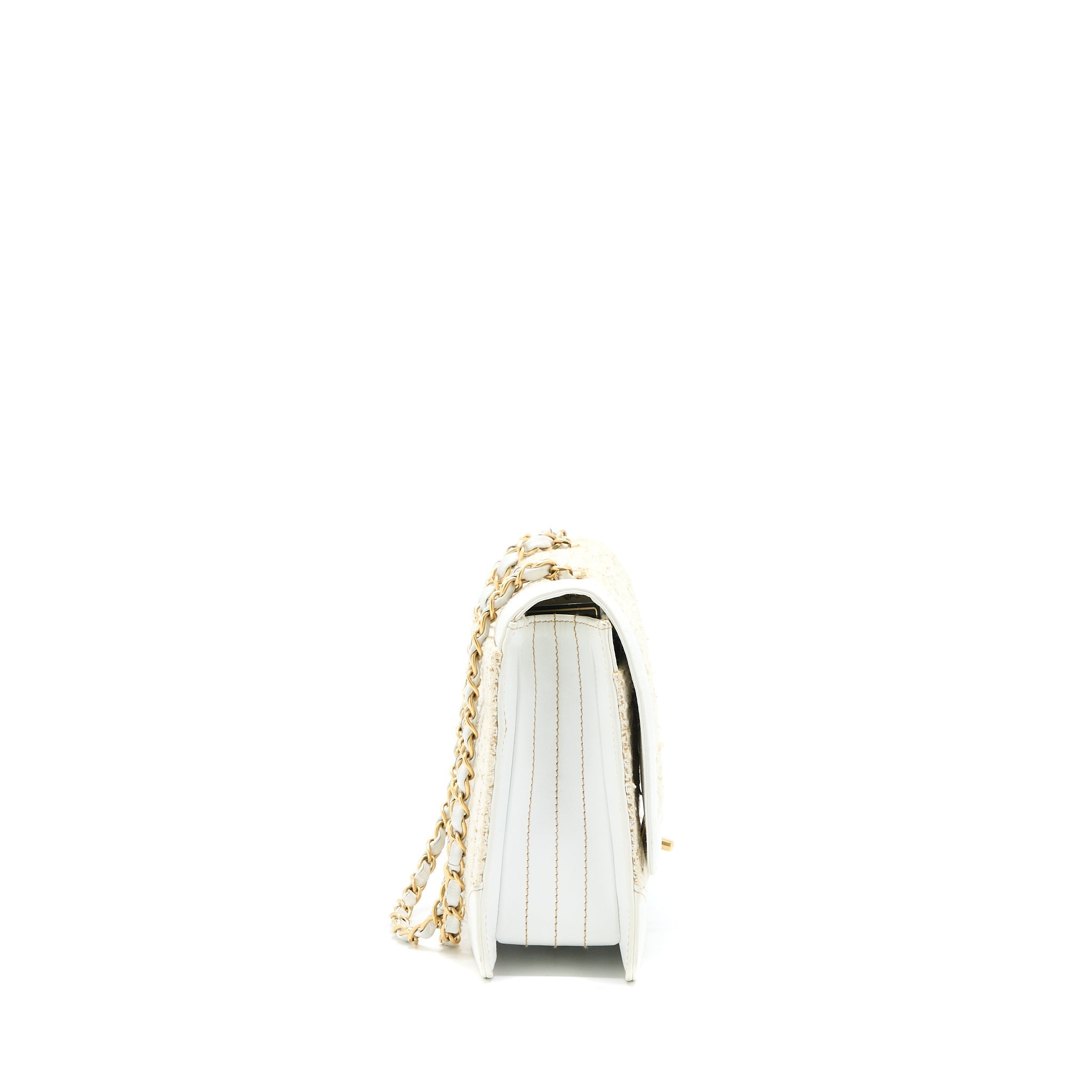 Chanel Vintage Flap Bag Tweed / Leather White