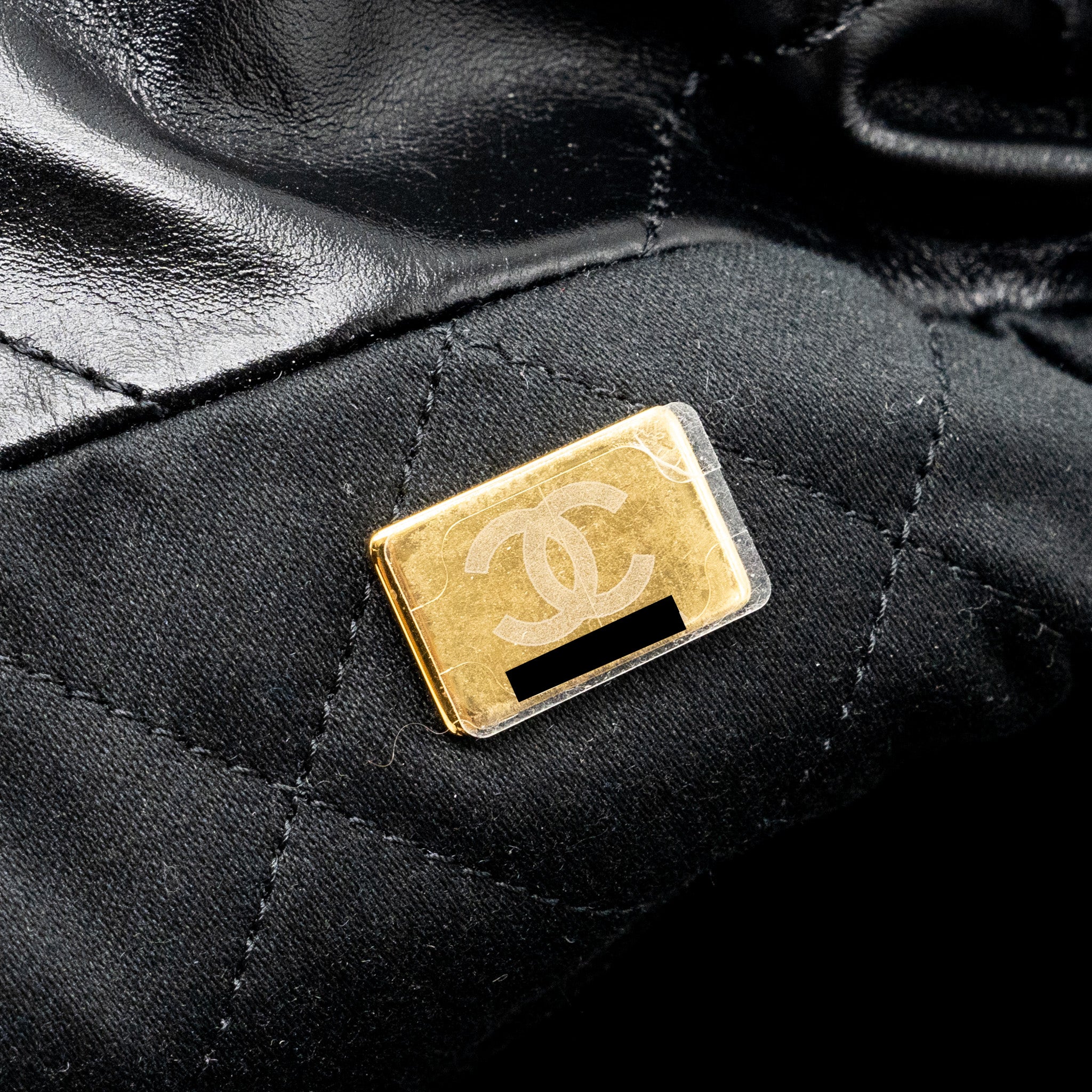 Chanel Small 22 Bag Gold Letter Shiny Calfskin Black  (Microchip)