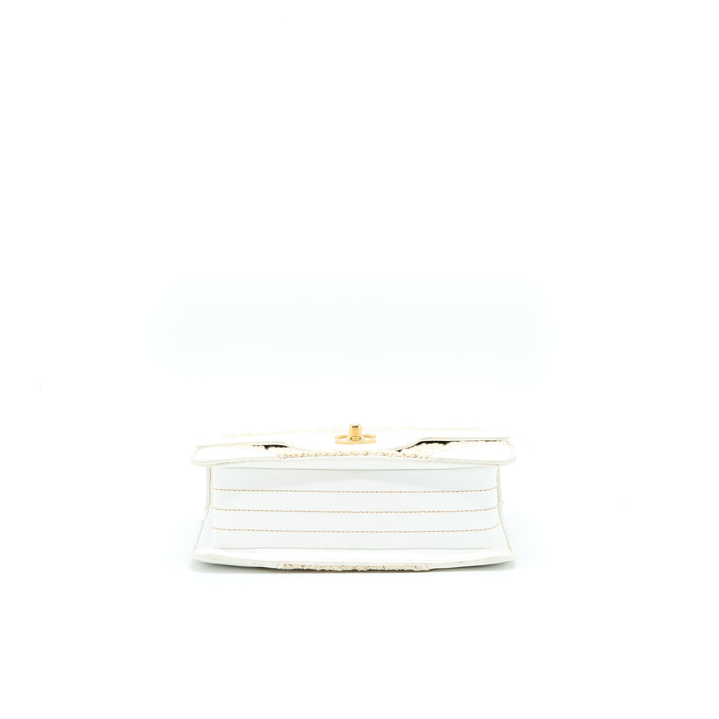 Chanel Vintage Flap Bag Tweed / Leather White