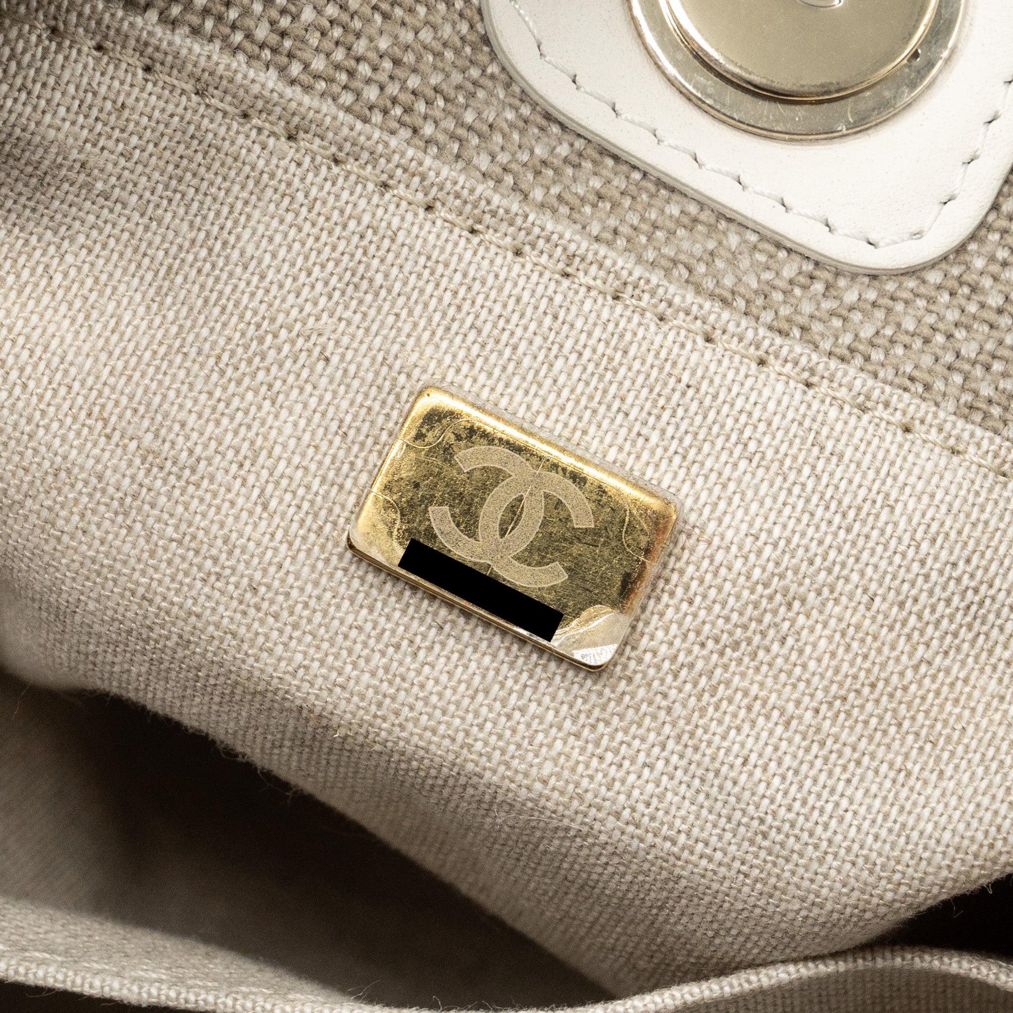 Chanel Deauville Bag Canvas/ Leather Beige/White  (microchip)