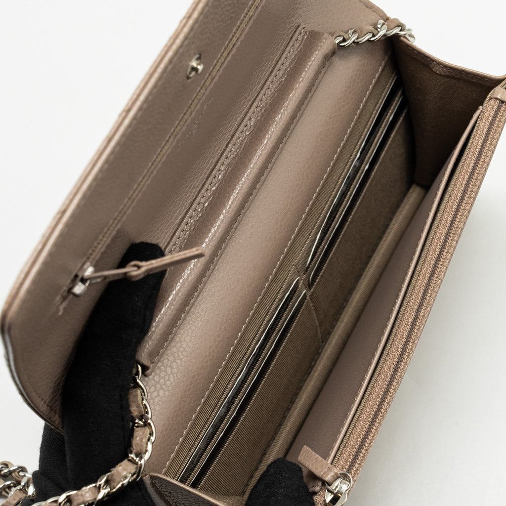 Chanel Classic Wallet on Chain caviar dark beige