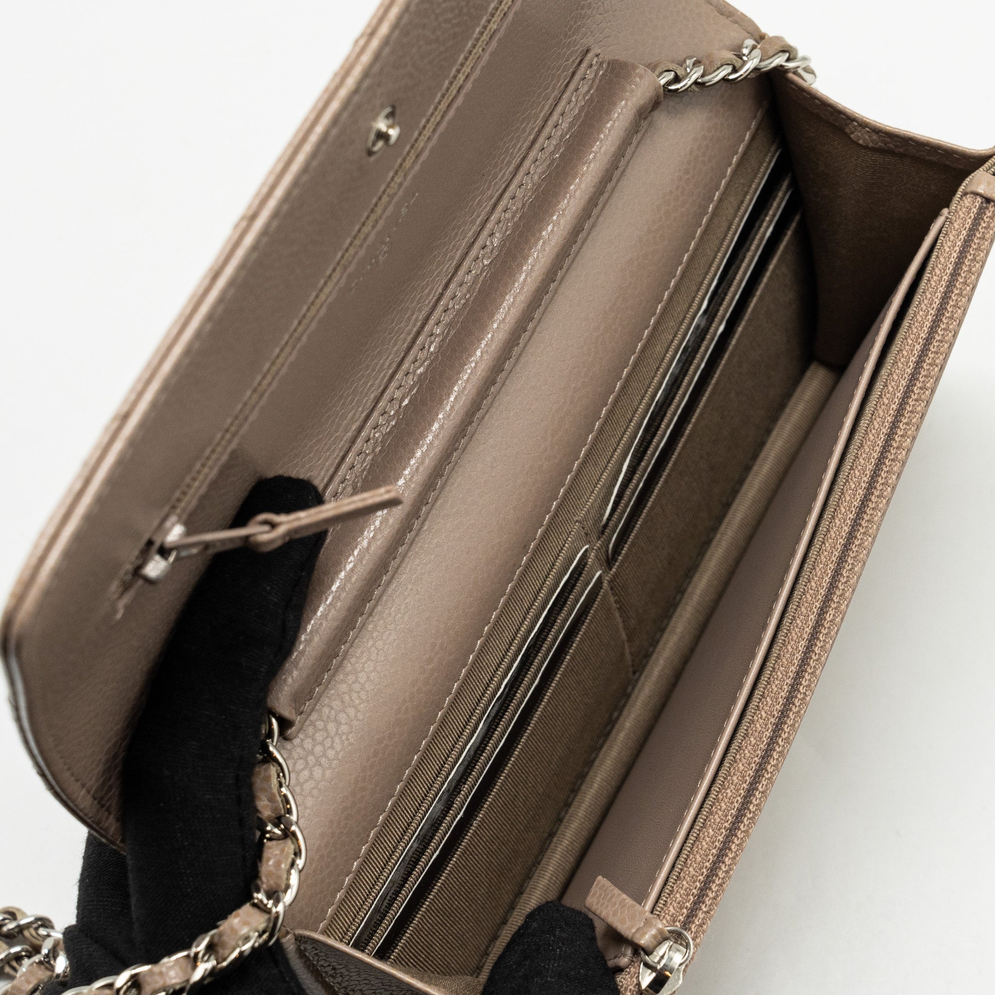 Chanel Classic Wallet on Chain caviar dark beige