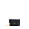 Chanel 22K Gold Pillar Wallet On Chain Lambskin Black Brushed (Microchip)