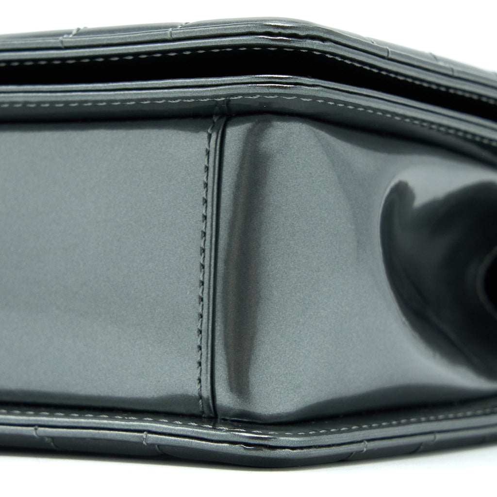 Chanel Medium Boy Bag Patent Grey Ruthenium