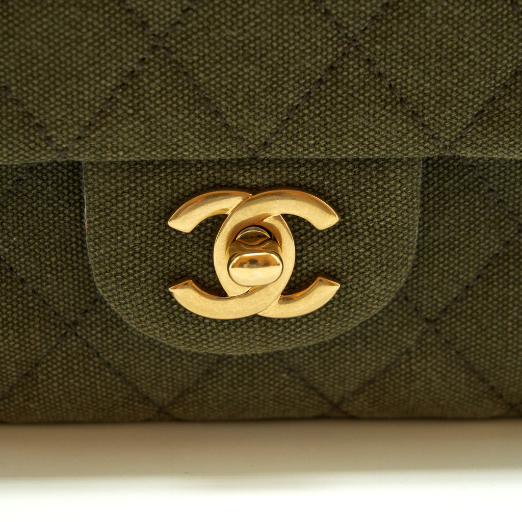 Chanel Cuba Charms Classic double flap Bag Canvas Green