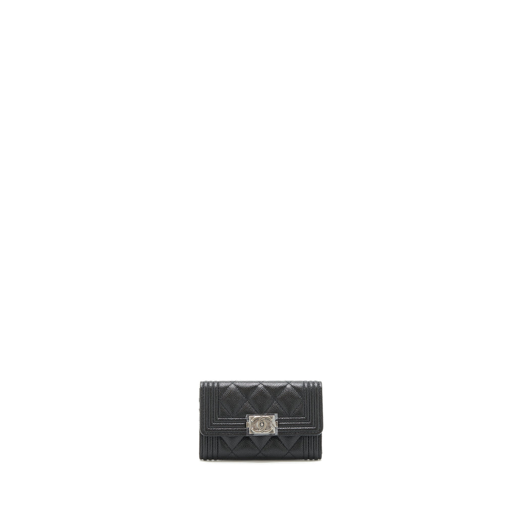 Chanel Boy Cardholder Caviar Black Ruthenium