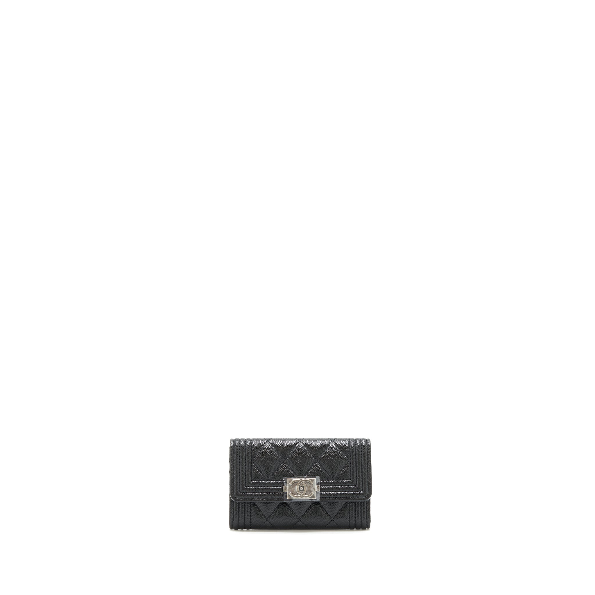 Chanel Boy Cardholder Caviar Black Ruthenium