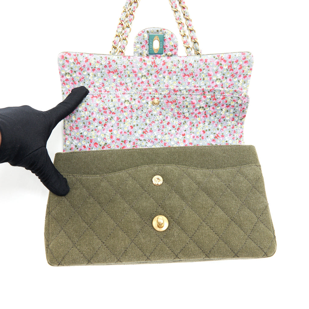 Chanel Cuba Charms Classic double flap Bag Canvas Green