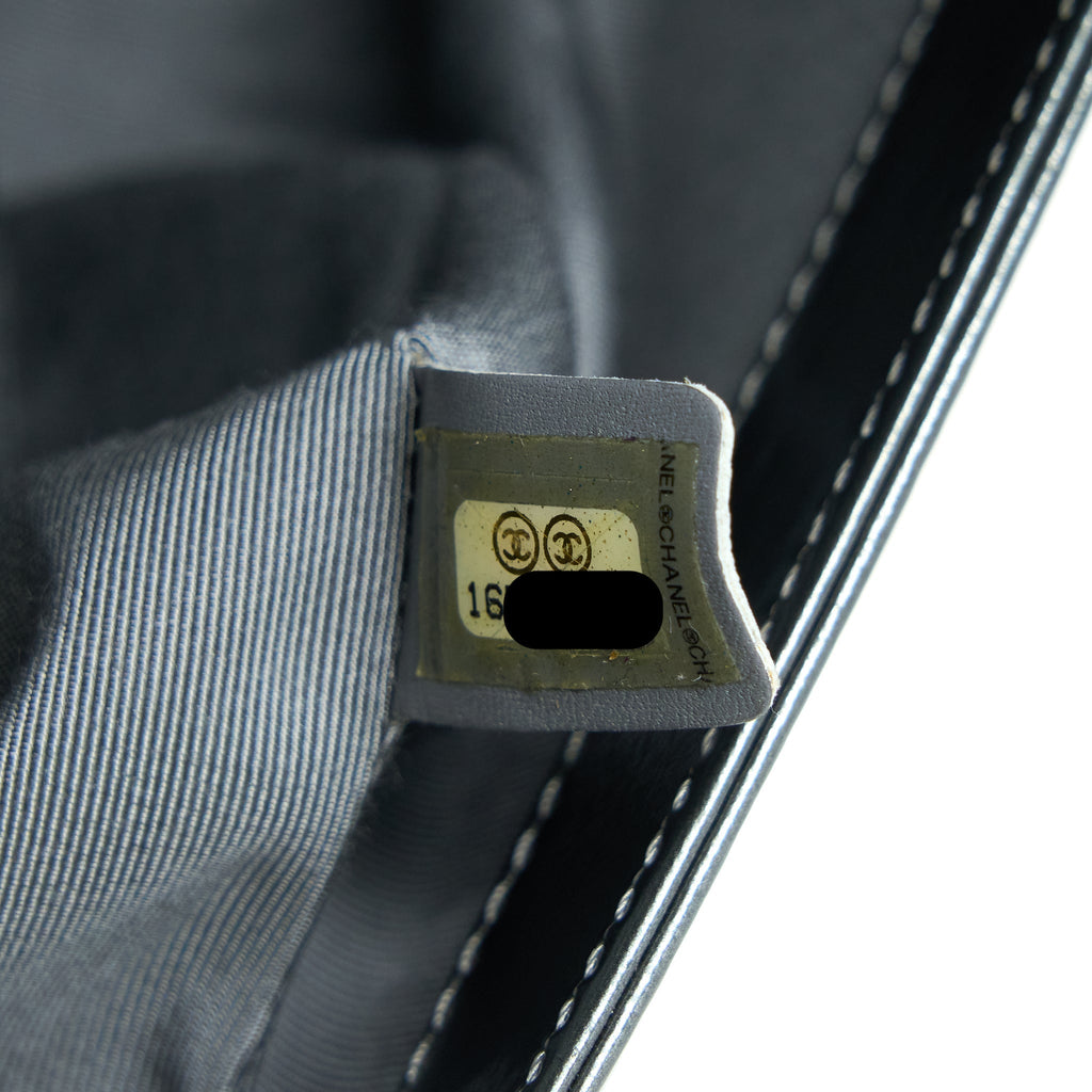 Chanel Medium Boy Bag Patent Grey Ruthenium