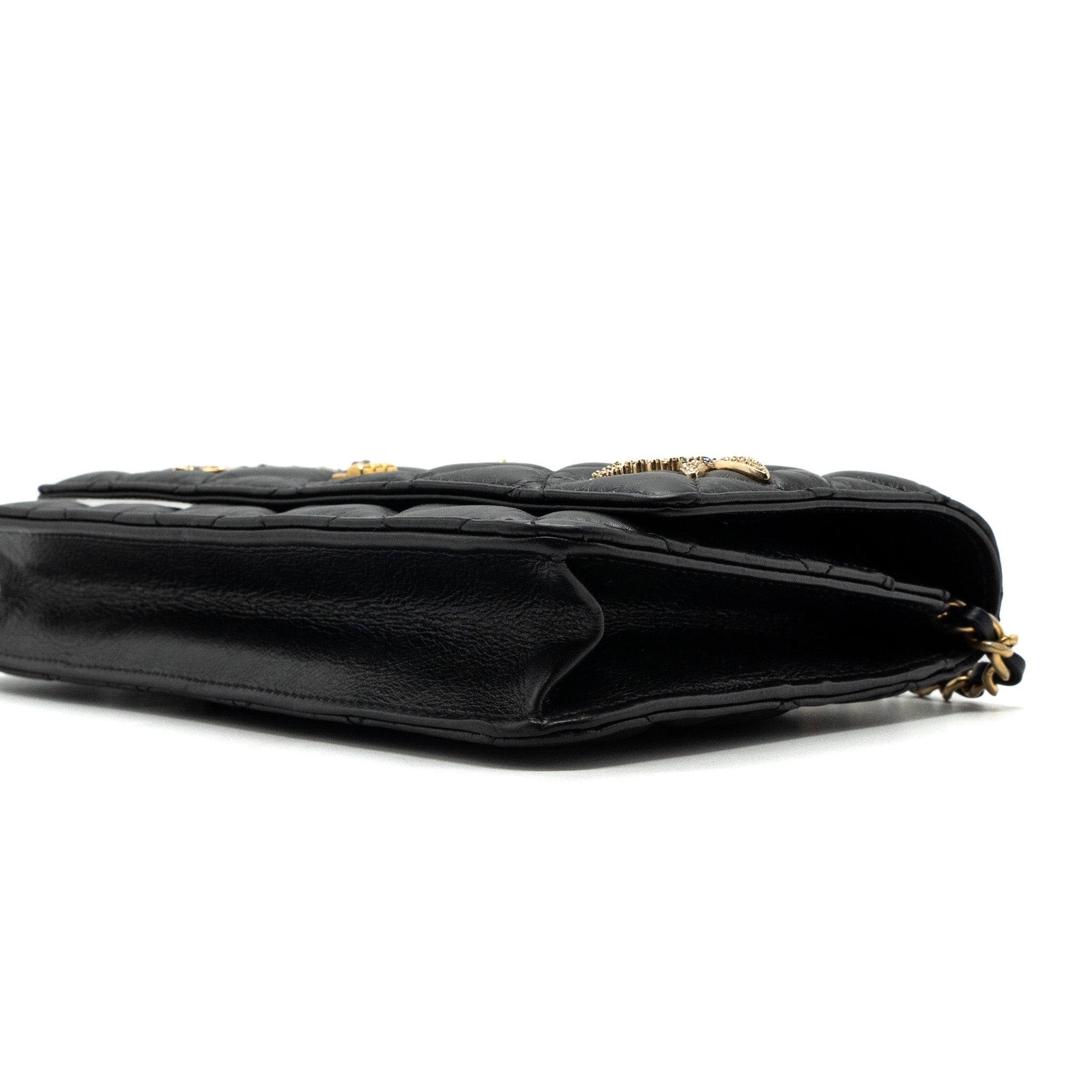 Chanel 2.55 Reissue Lucky Charms Wallet On Chain Aged Calfskin Black