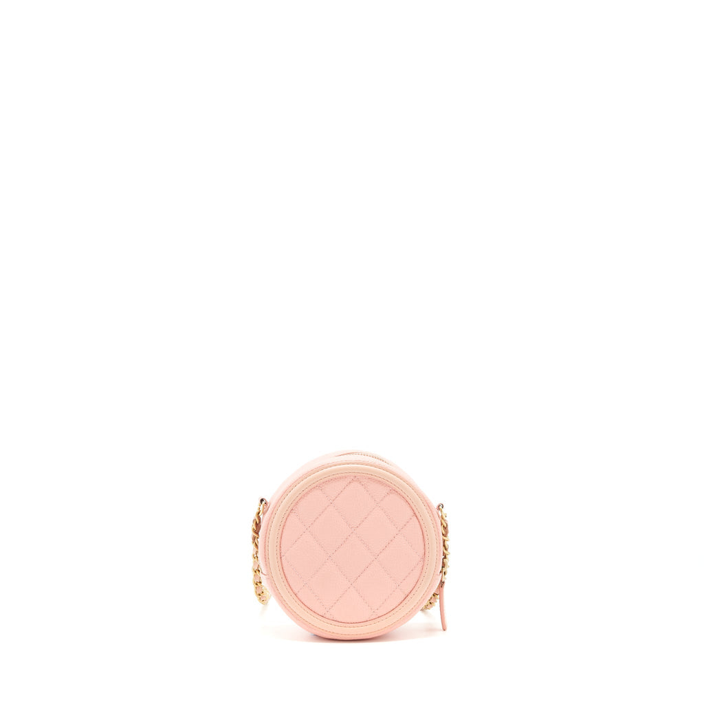 Chanel mini Round Vanity with chain caviar pink