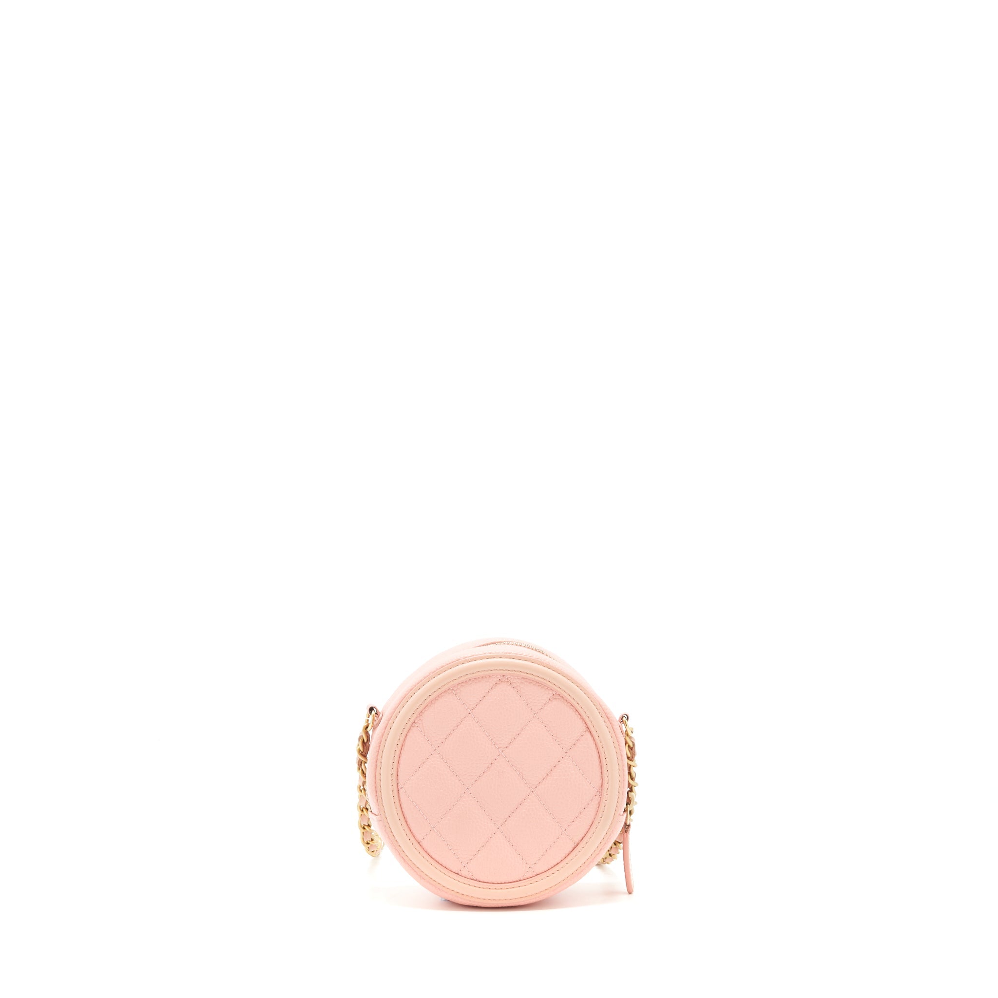 Chanel mini Round Vanity with chain caviar pink