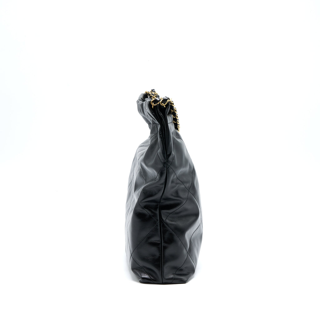 Chanel Medium 22 Bag Shiny Calfskin Black  (Microchip)