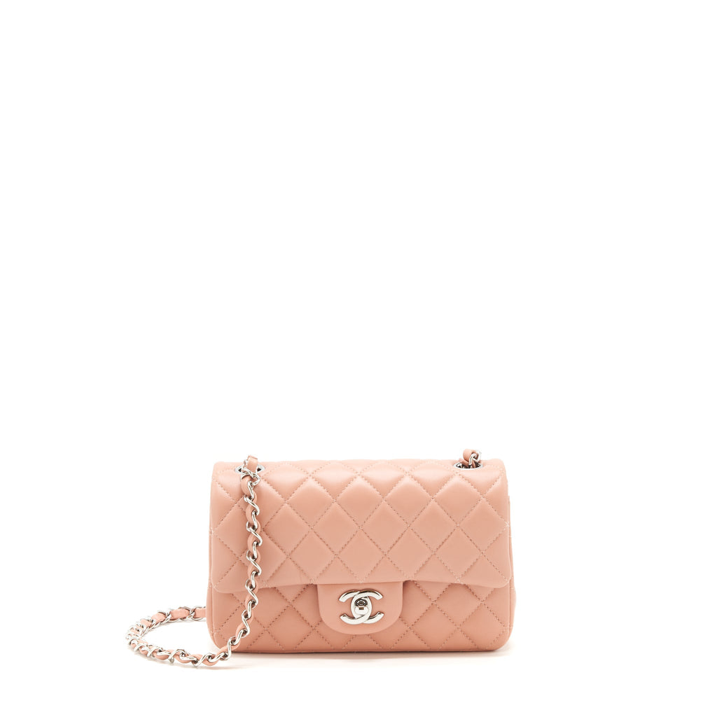Chanel Mini rectangular Flap bag Lambskin pink