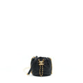 Chanel Mini Bucket Bag With Pearl Chain Lambskin Black