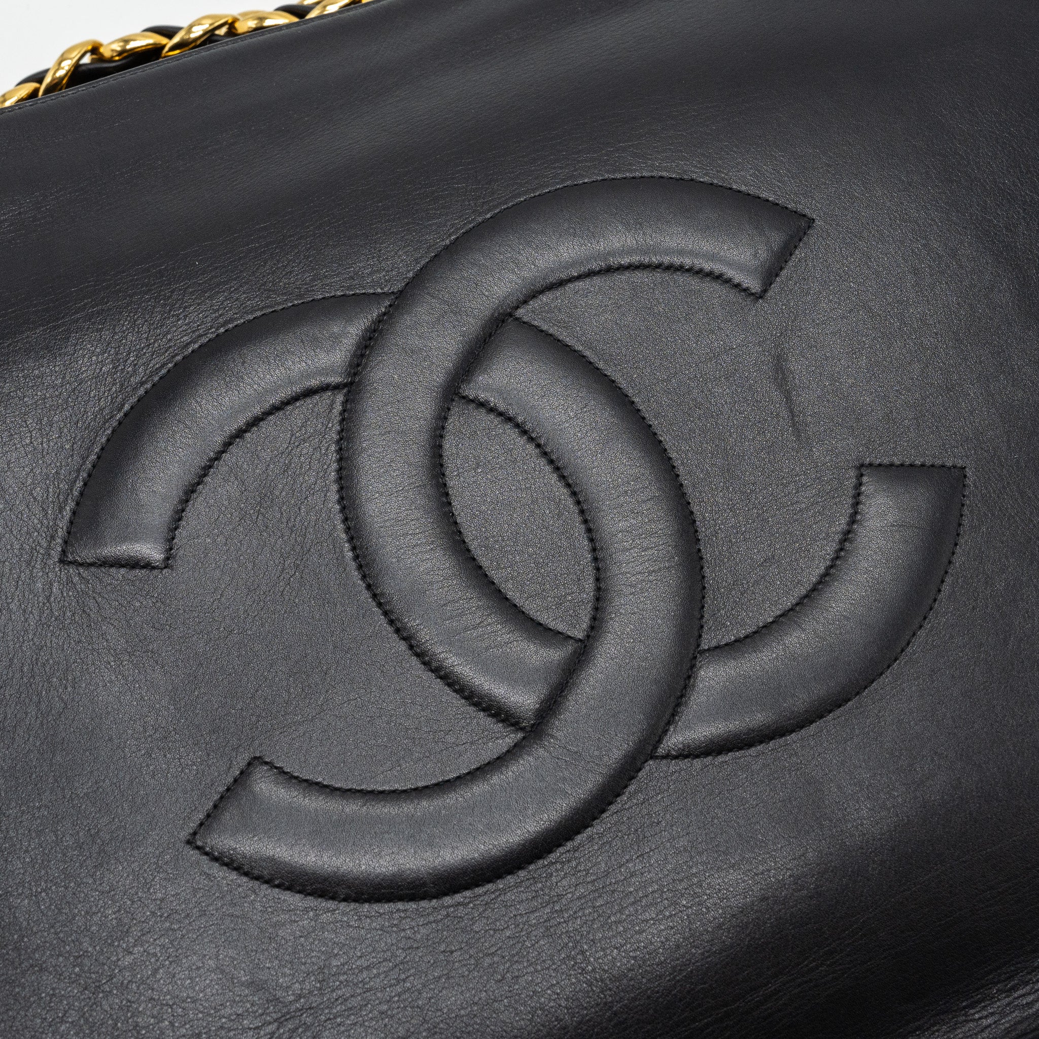 Chanel Vintage Tote Bag Calfskin Black