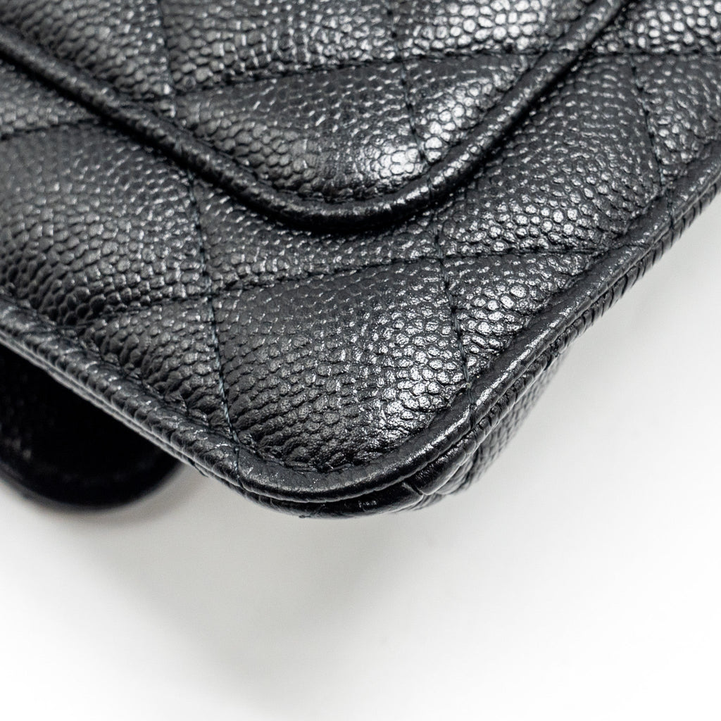 Chanel Chain Wallet /Foldable Shopping Tote Caviar/Jersey Fabric Black/Multicolour L