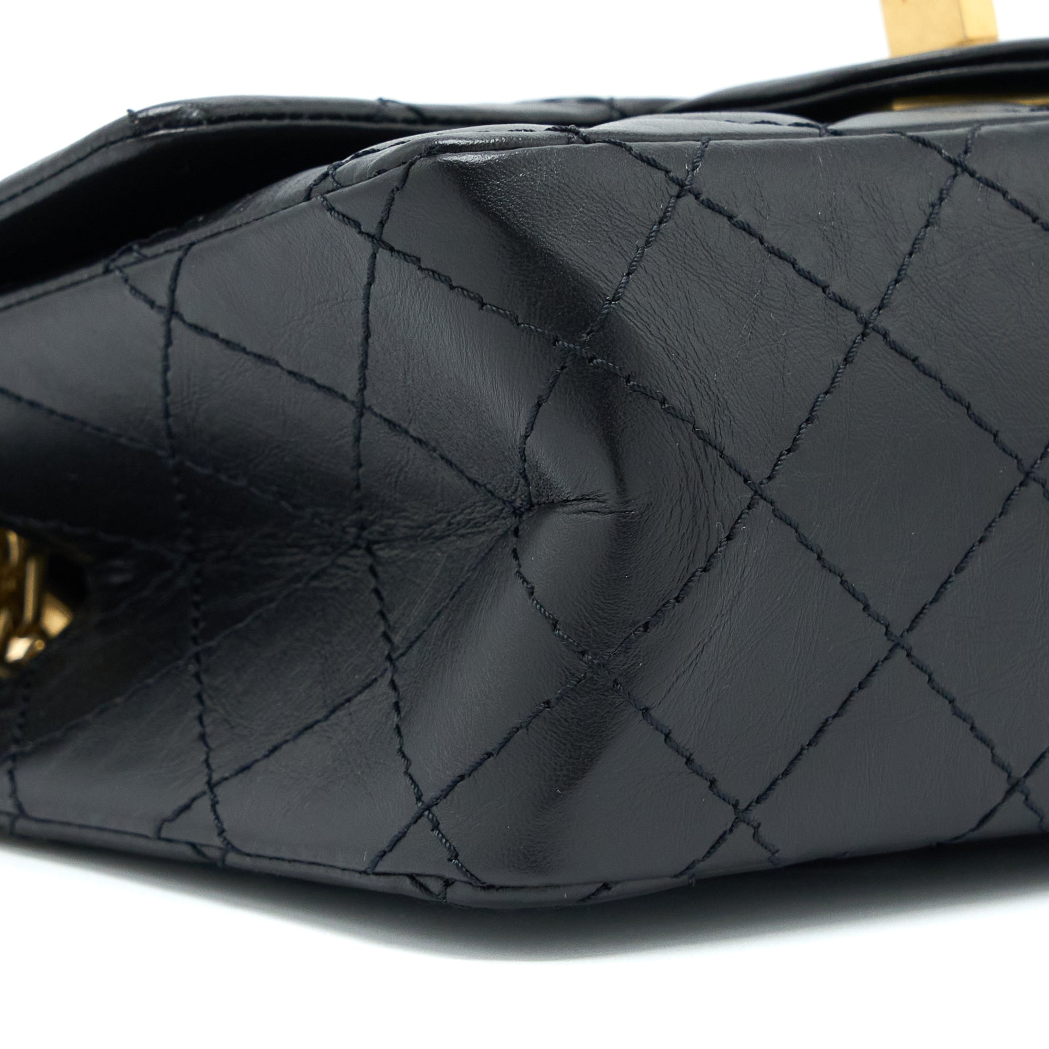 Chanel Mini 2.55 Reissue Flap Bag Aged Calfskin Black Brushed  (Microchip)