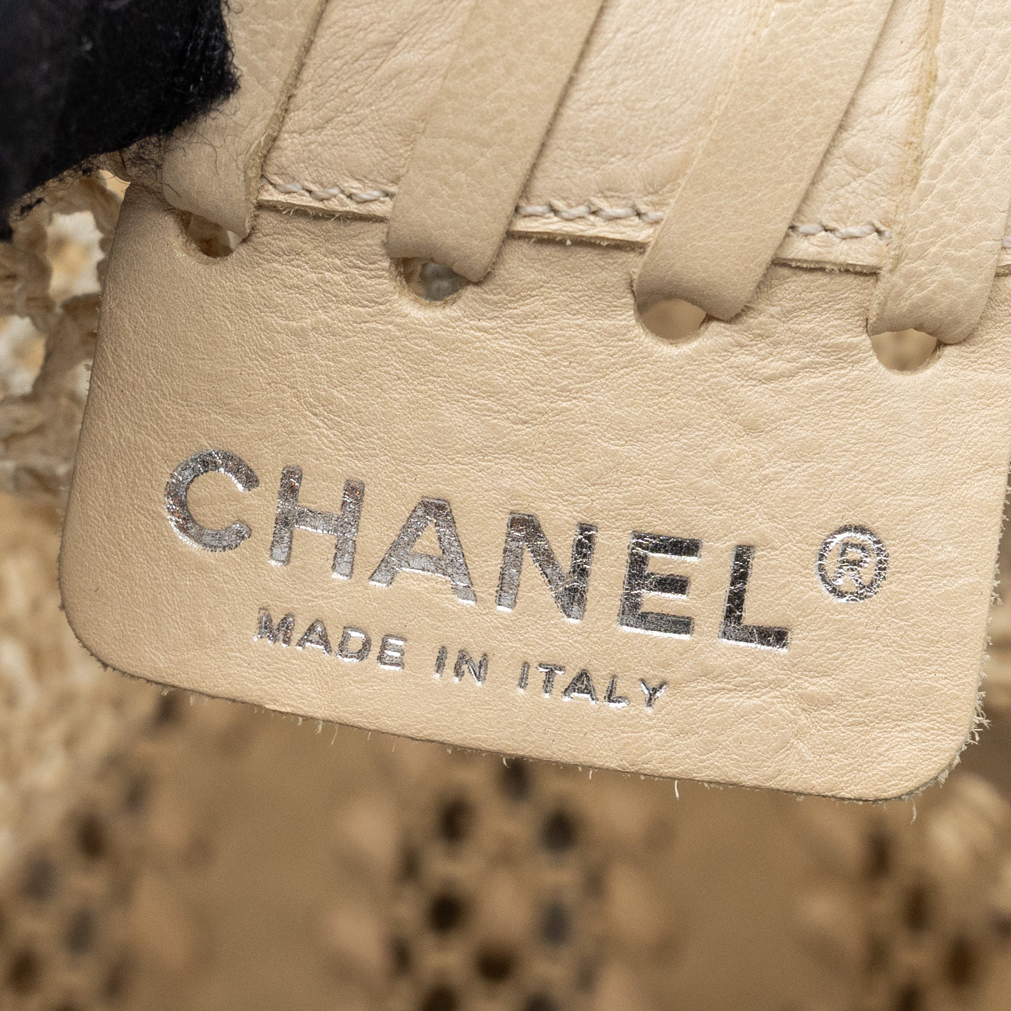 Chanel large beach tote bag lambskin / fabric ivory