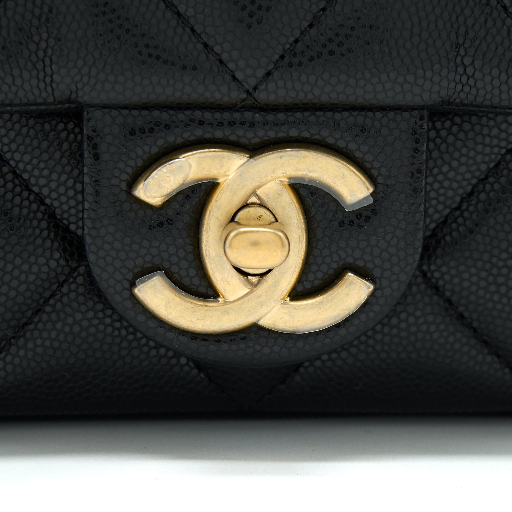 Chanel 22A Mini Square Flap Bag Caviar Black Brushed
