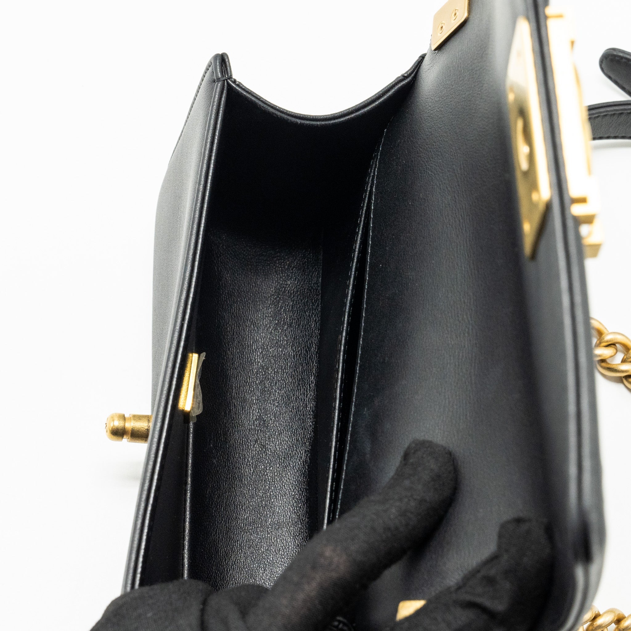 Chanel Small Boy Bag Calfskin Black  (microchip)