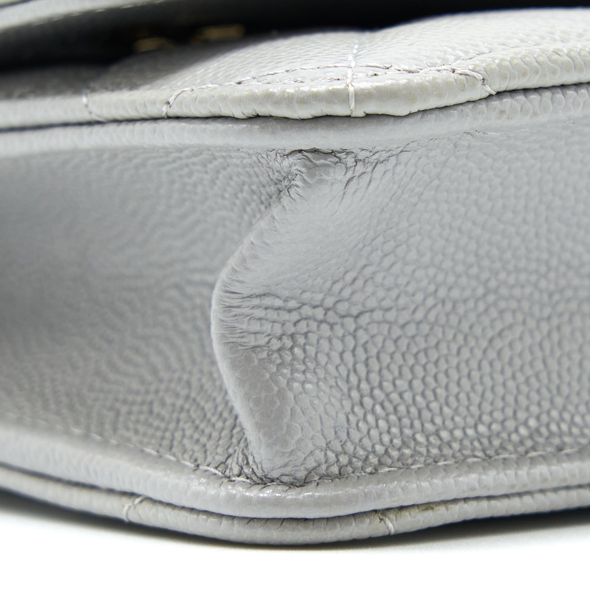 Chanel Classic Wallet on Chain Caviar Light Grey L (Microchip)