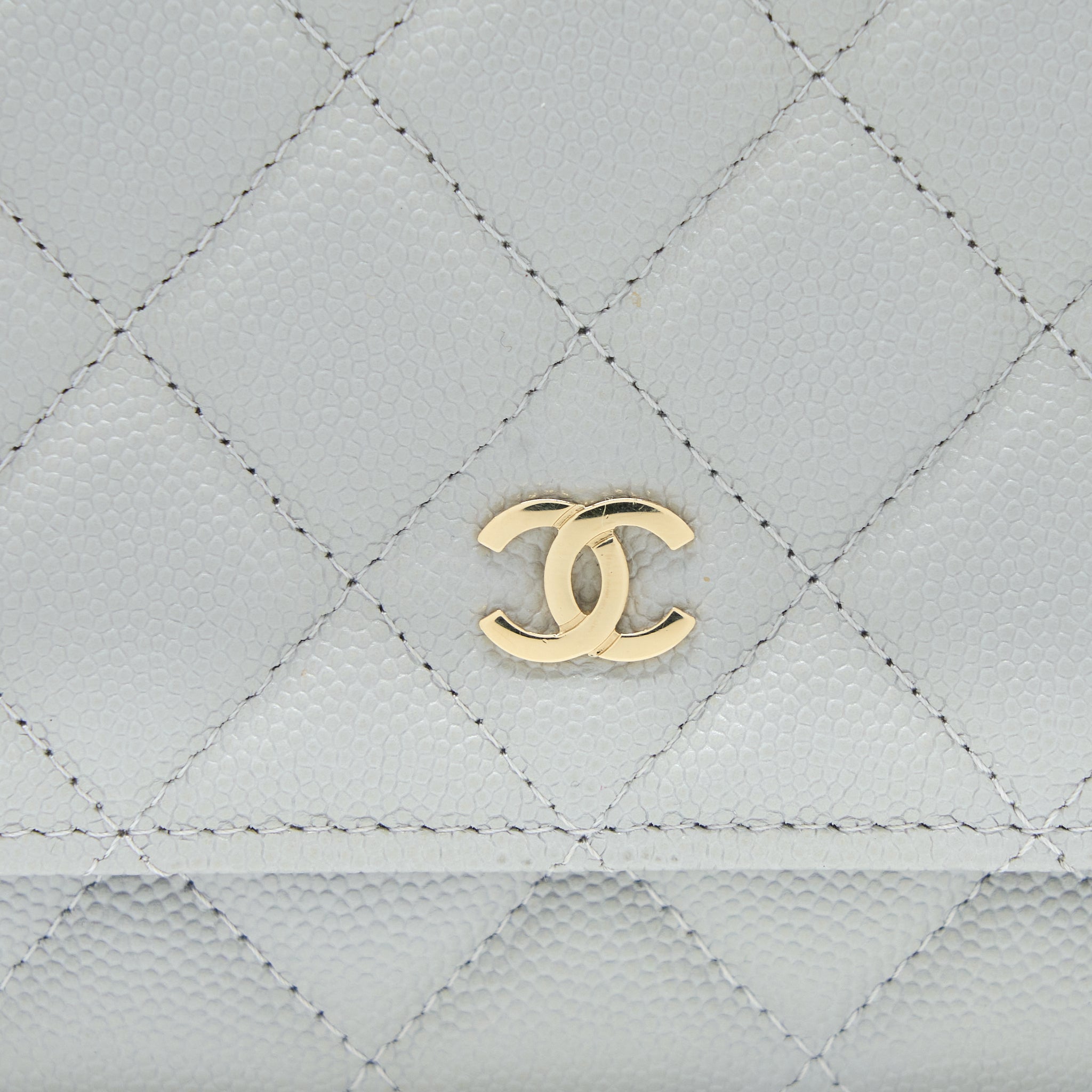 Chanel Classic Wallet on Chain Caviar Light Grey L (Microchip)