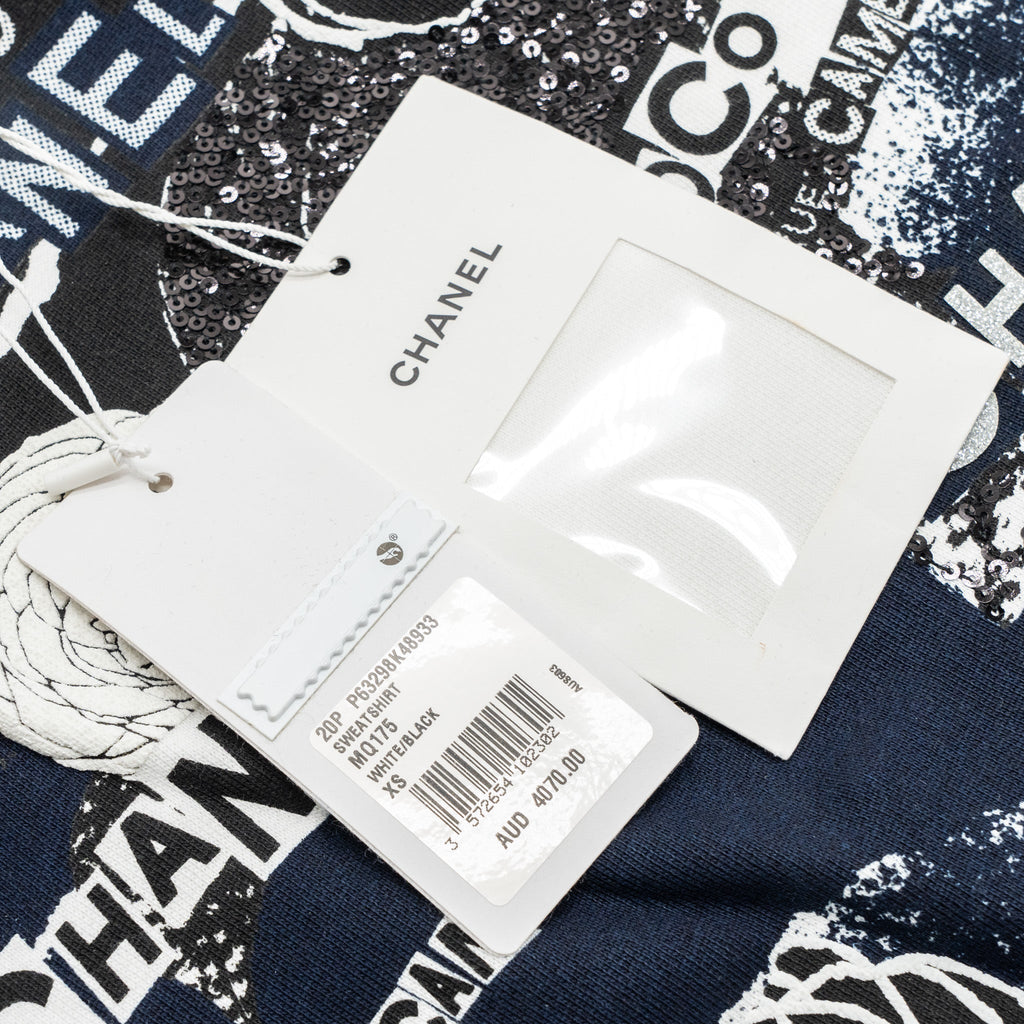 Chanel Size XS Coco Chanel Graffiti Sweatshirt White/Black