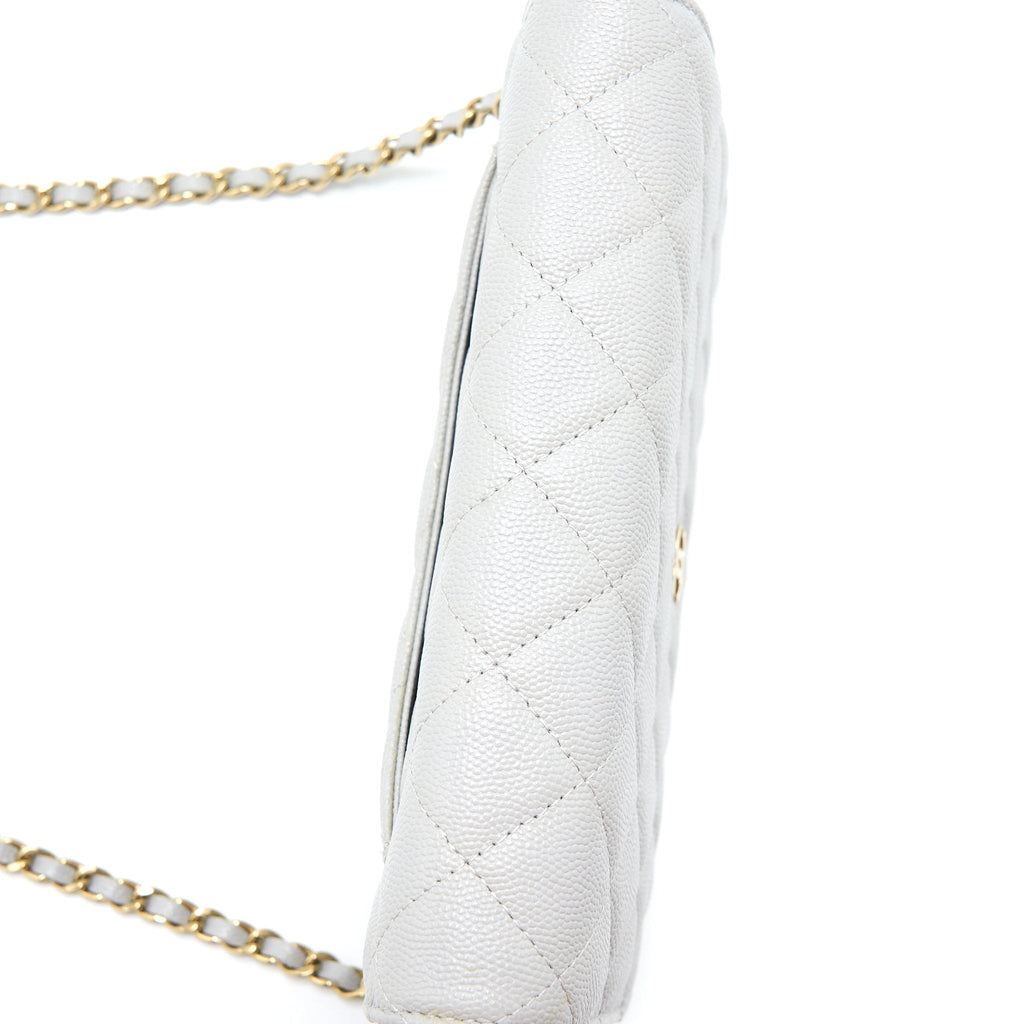 Chanel Classic Wallet on Chain Caviar Light Grey L (Microchip)