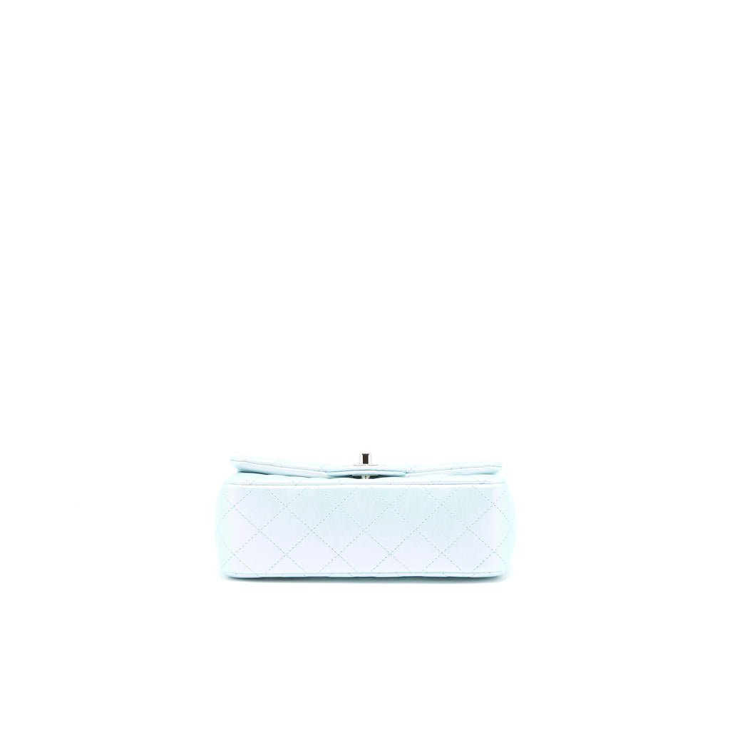 Chanel 21K Mini Rectangular Flap Bag Calfskin Iridescent Light Blue  (Microchip)