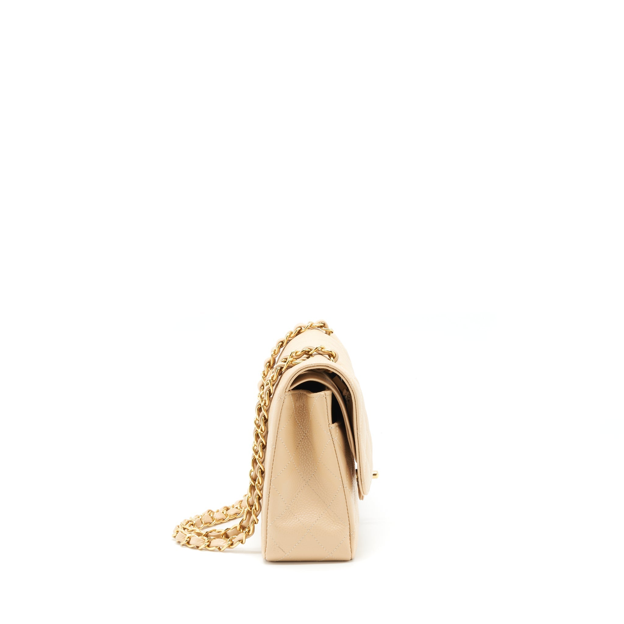 Chanel Medium Classic Double Flap Bag Caviar Beige L