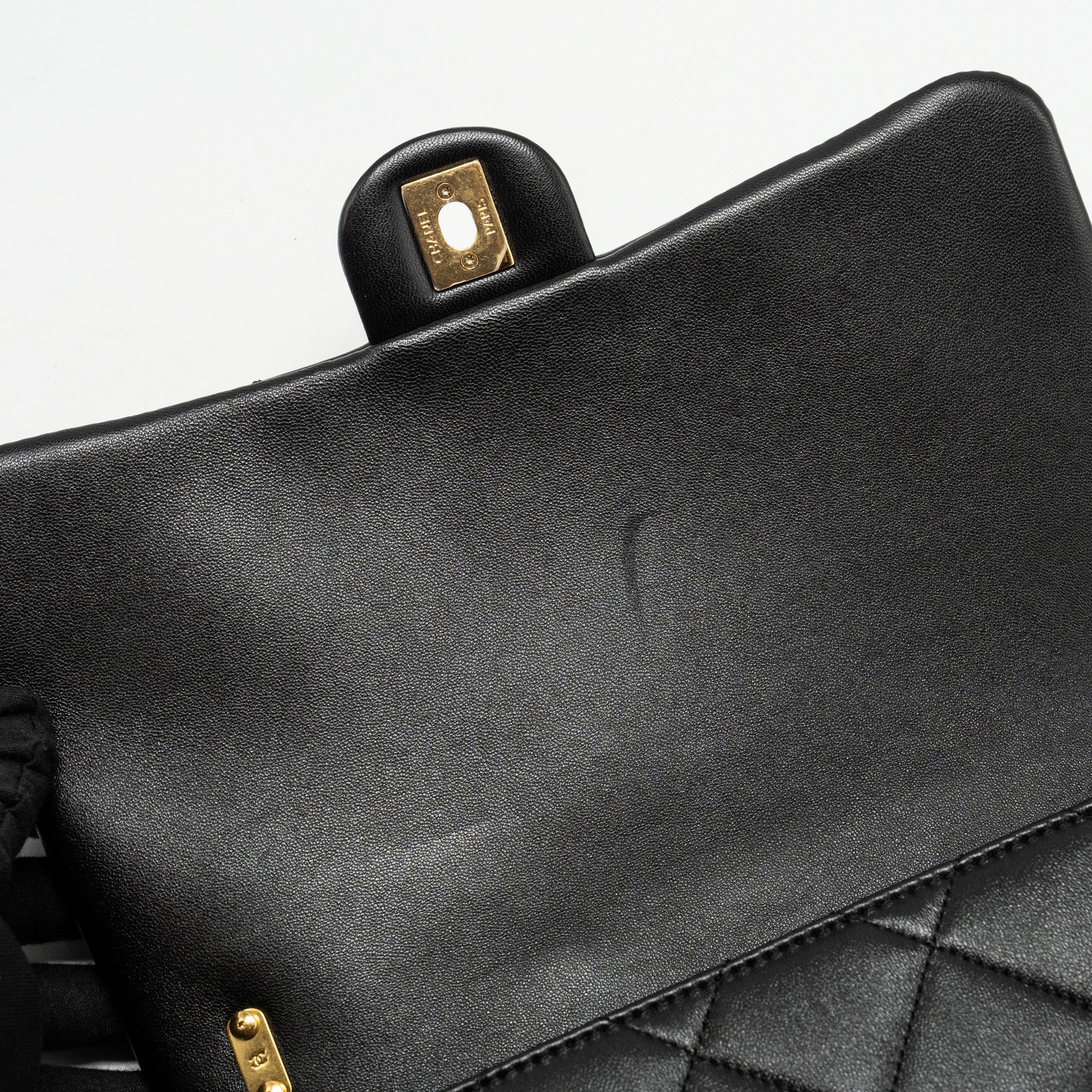 Chanel Giant Chain Quilted large flap bag lambskin black  (microchip)