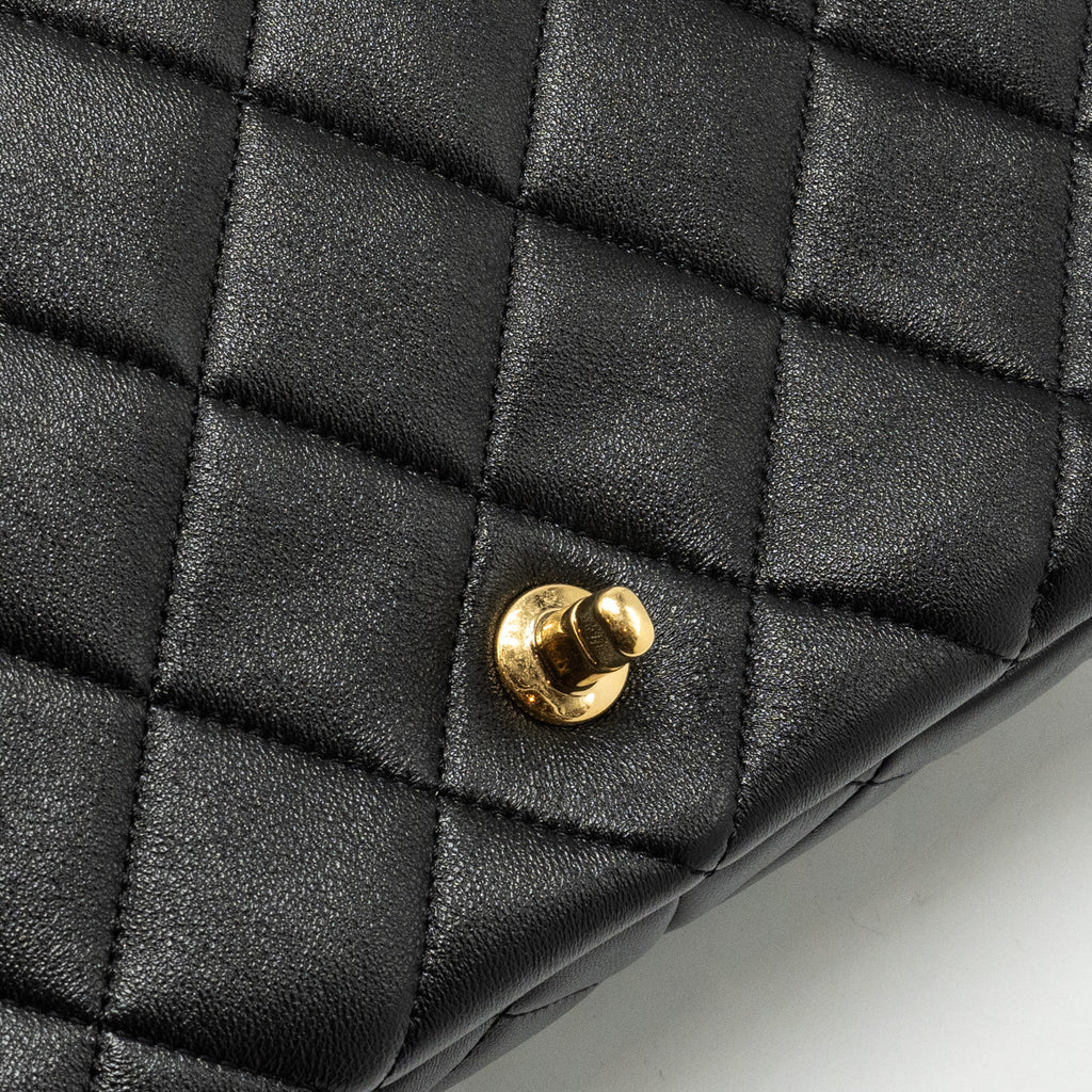 Chanel Giant Chain Quilted large flap bag lambskin black  (microchip)