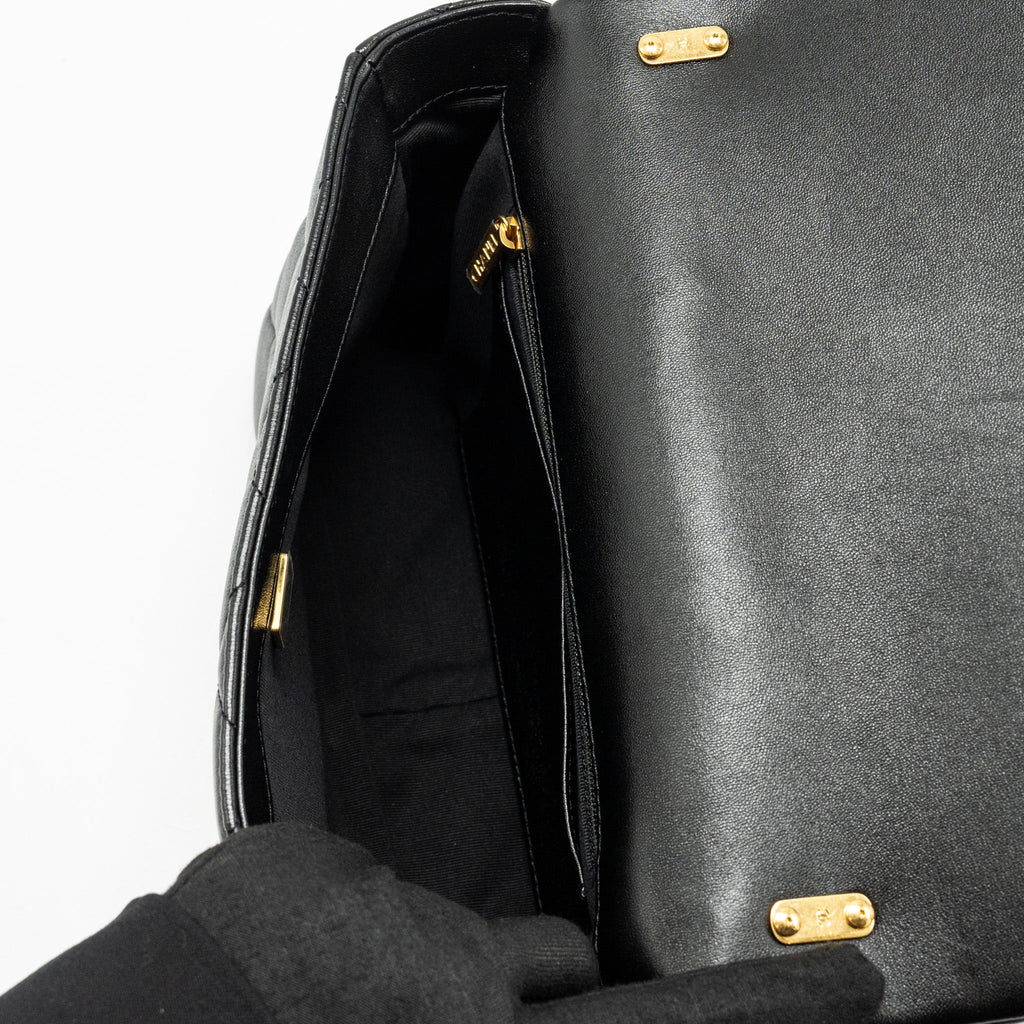 Chanel Giant Chain Quilted large flap bag lambskin black  (microchip)