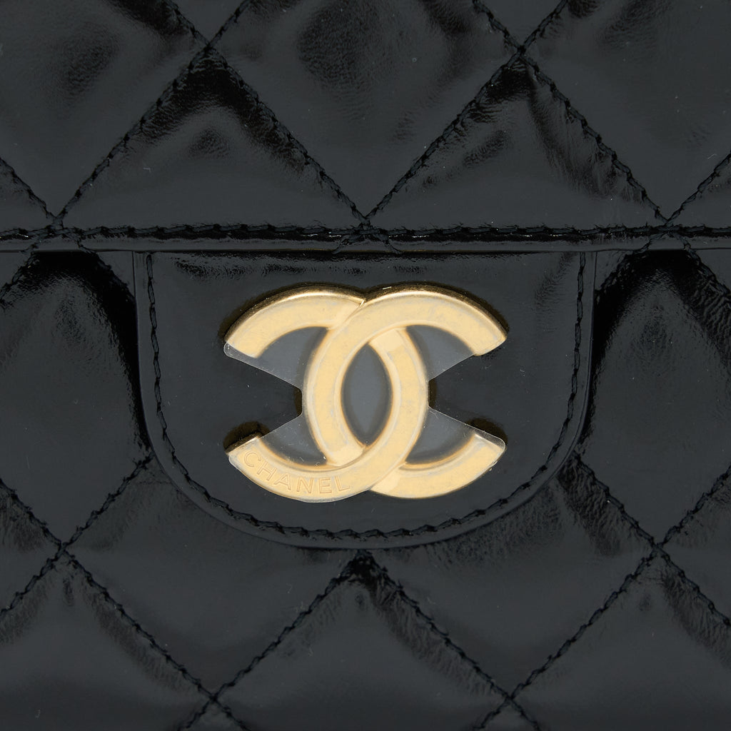Chanel 23C Hobo Bag Shiny Calfskin Black Brushed  (Microchip)