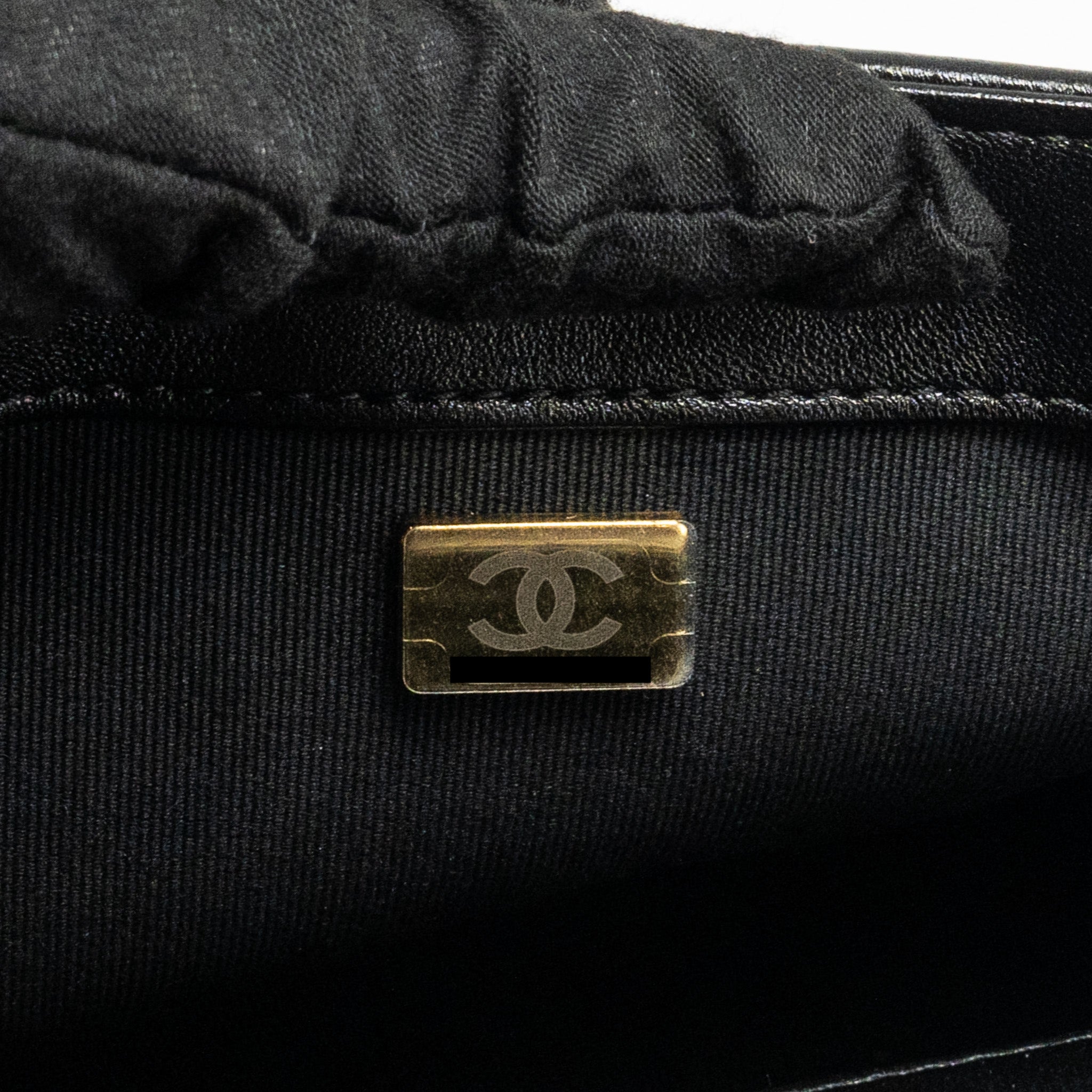 Chanel Giant Chain Quilted large flap bag lambskin black  (microchip)