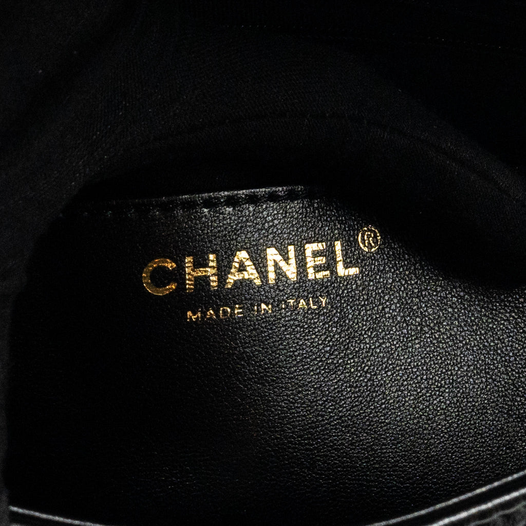Chanel Giant Chain Quilted large flap bag lambskin black  (microchip)