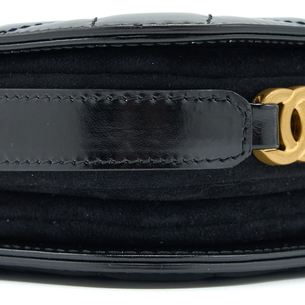 Chanel Crossbody Mini Flap Bag CC Logo Strap Calfskin Black Brushed  (Microchip)