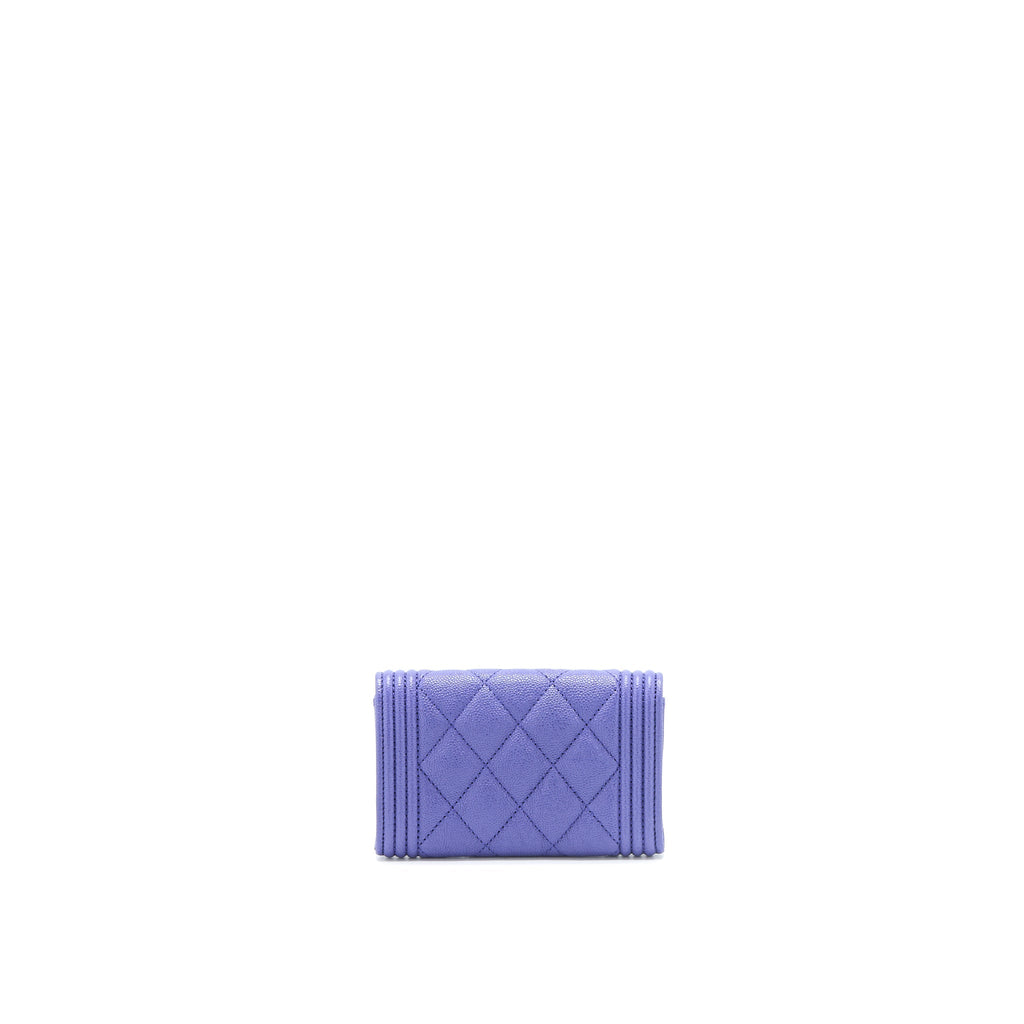 Chanel Boy Card Holder Caviar Purple L